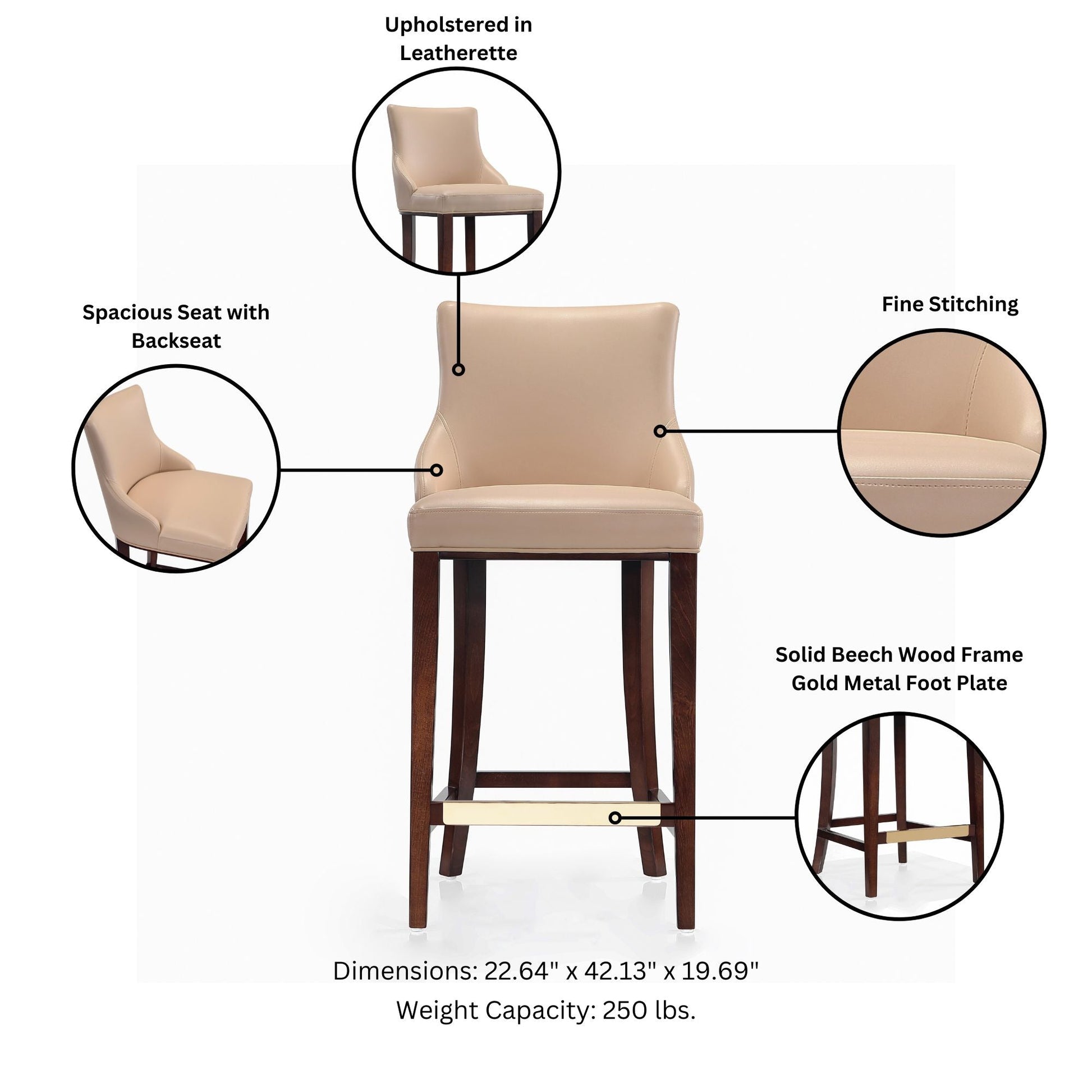 Shubert Barstool in Tan - Ornate Home