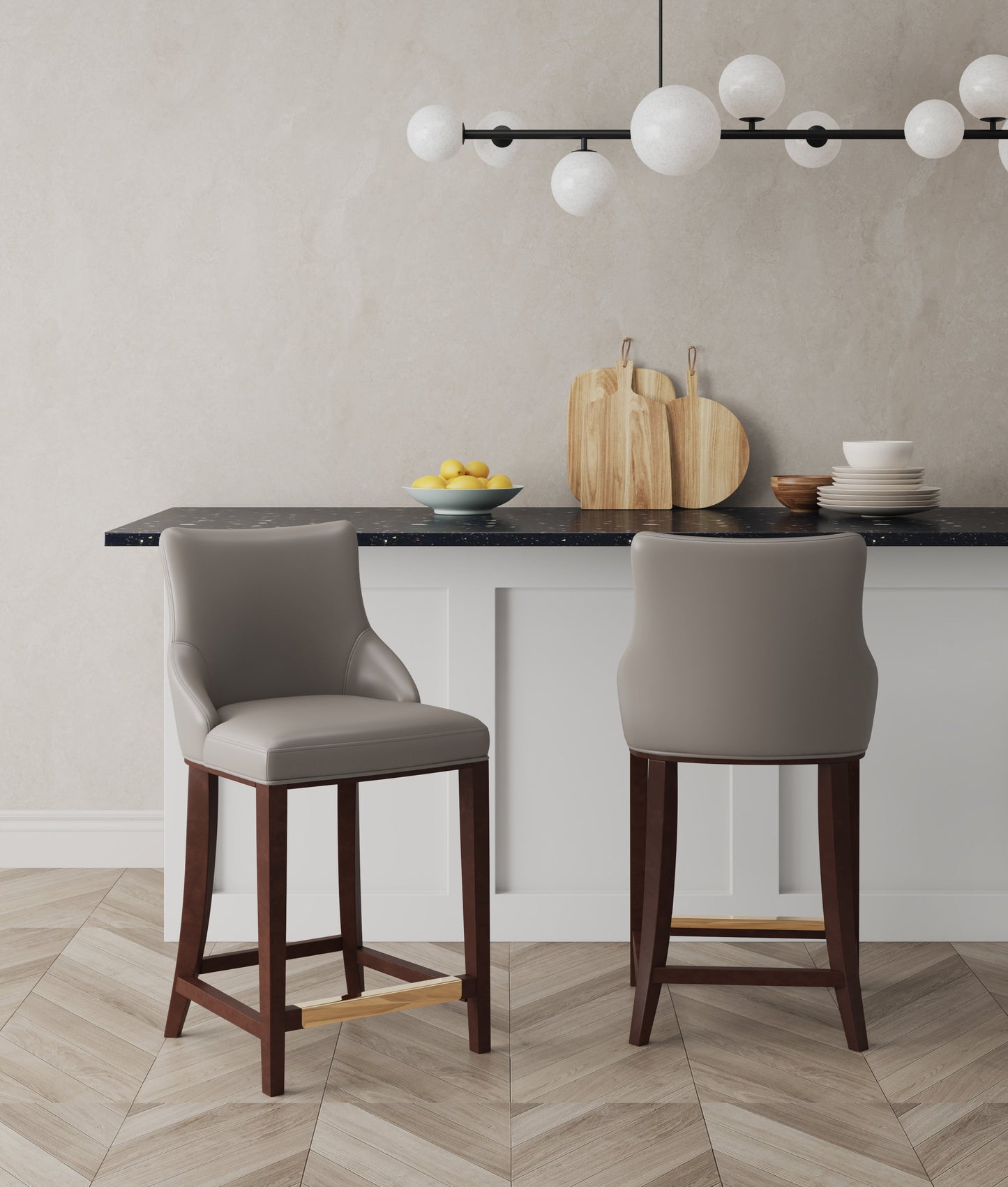 Shubert Counter Stool in Dark Taupe (set of 2) - Ornate Home
