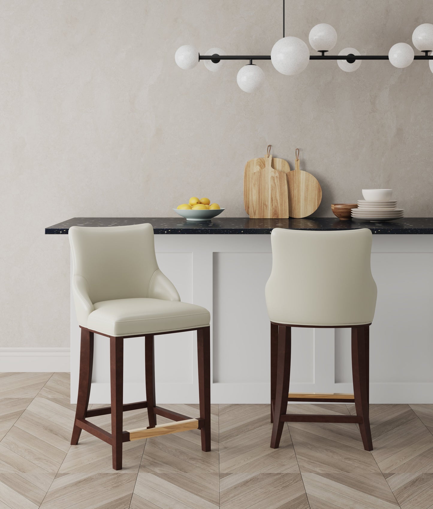 Shubert Counter Stool in Ivory (set of 2) - Ornate Home