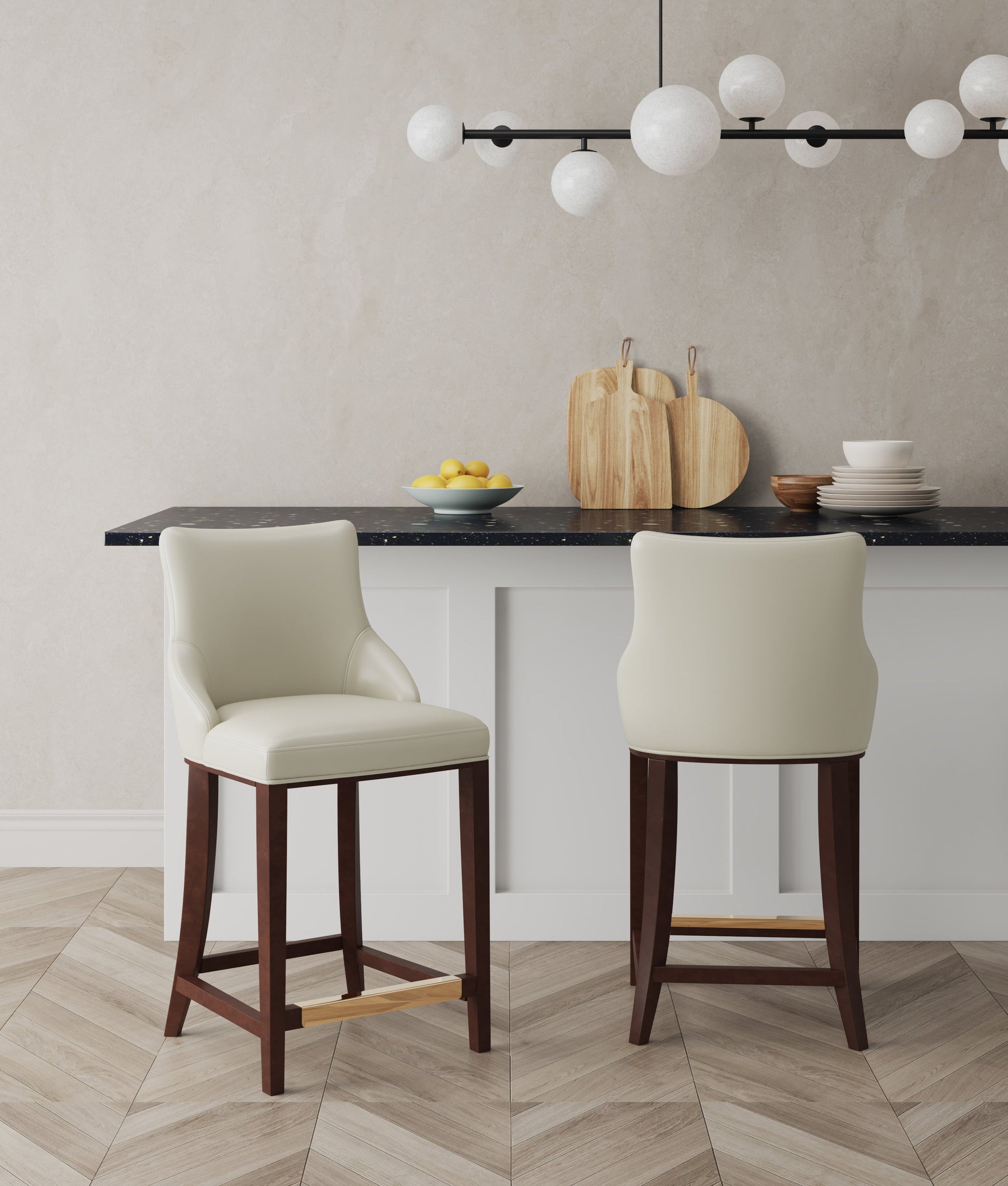 Shubert Counter Stool in Ivory (set of 2) - Ornate Home