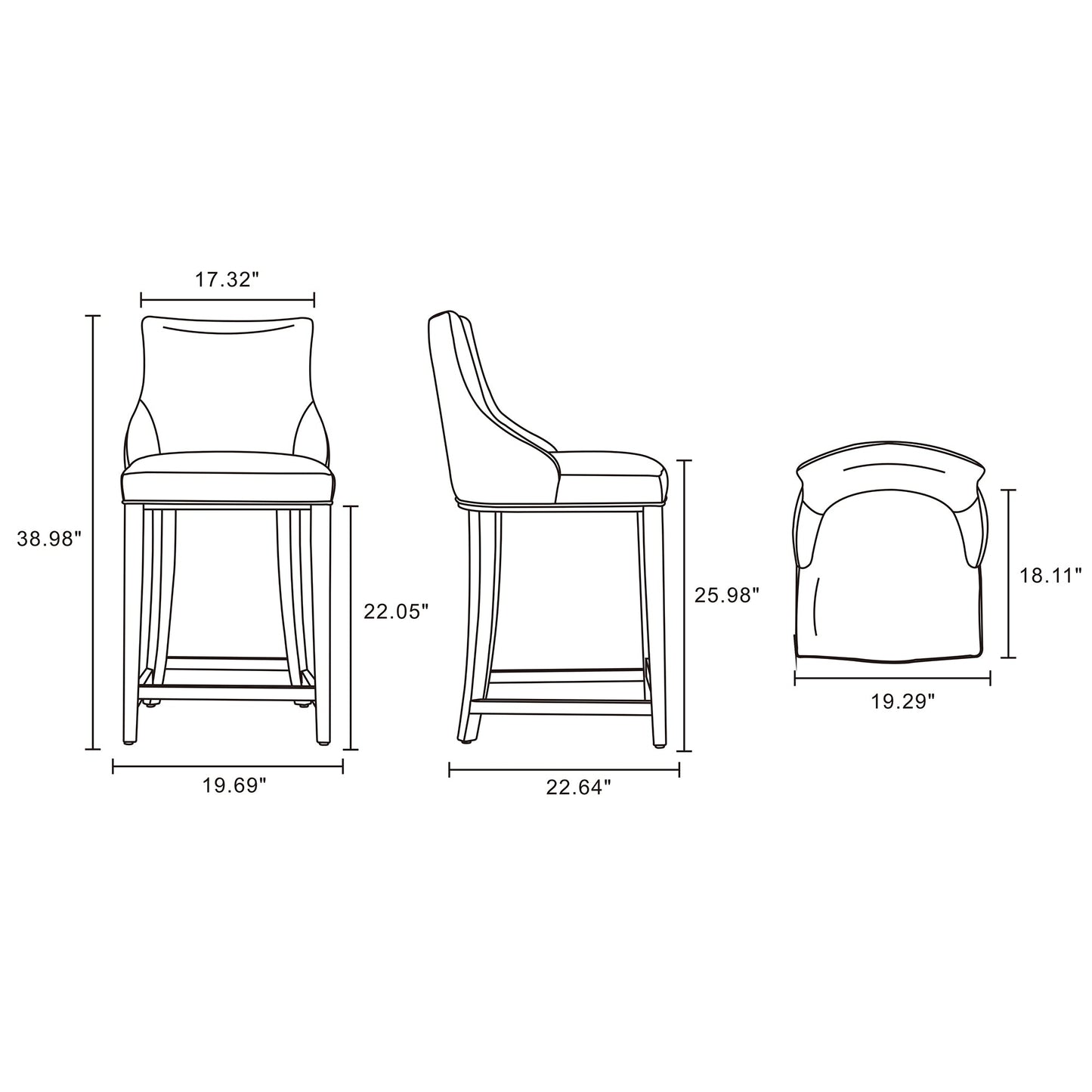 Shubert Counter Stool in Ivory (set of 2) - Ornate Home