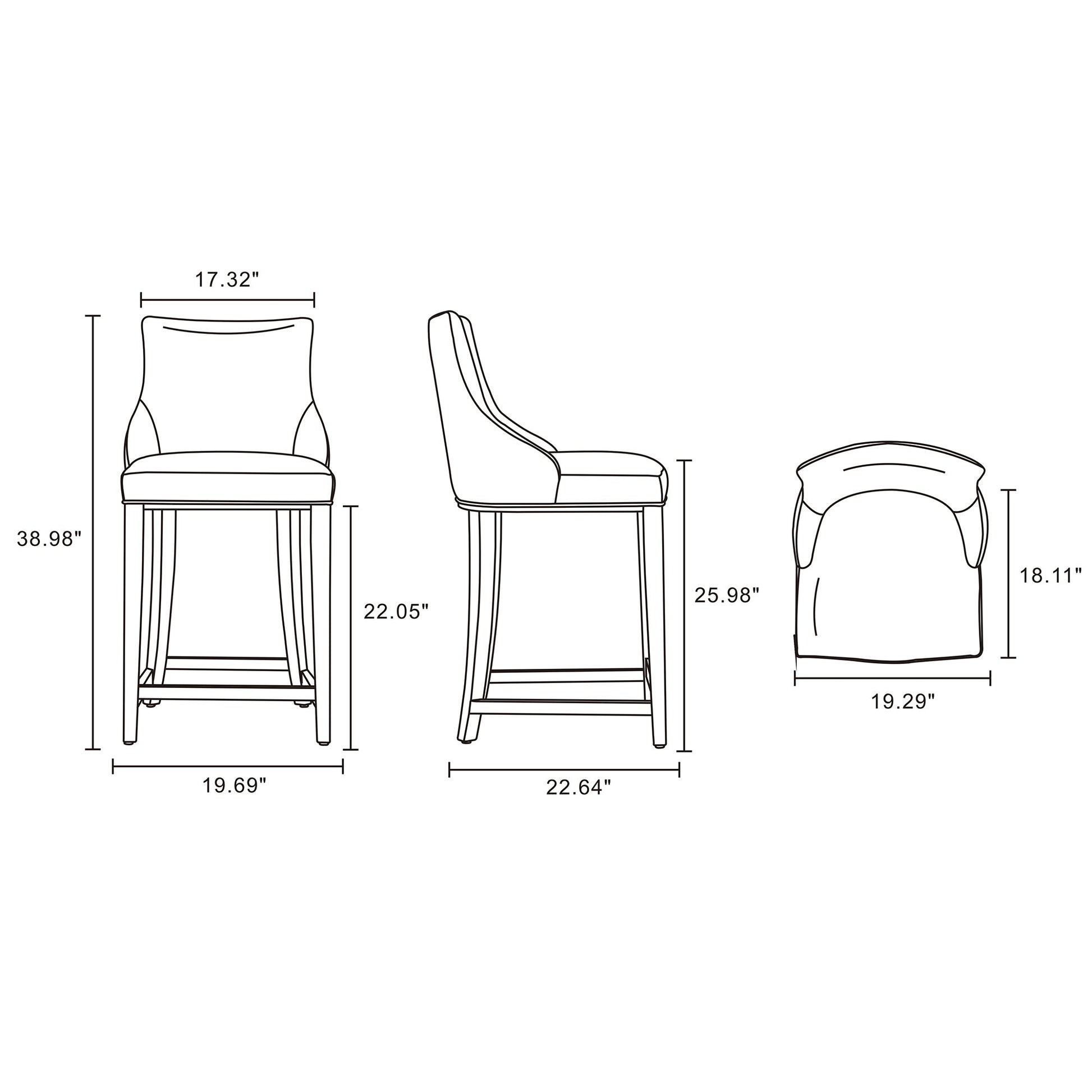 Shubert Counter Stool in Ivory (set of 3) - Ornate Home