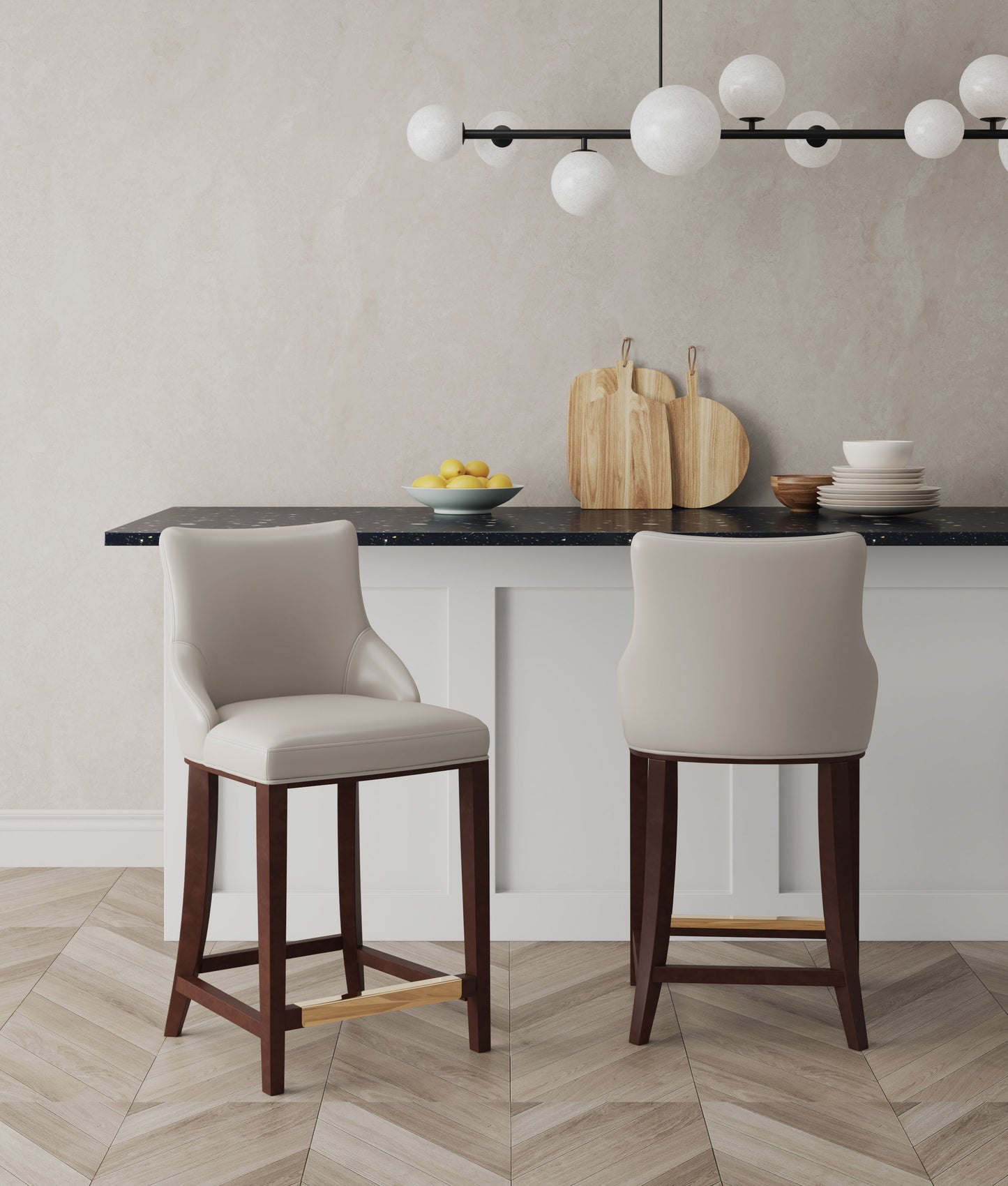 Shubert Counter Stool in Light Grey (set of 2) - Ornate Home