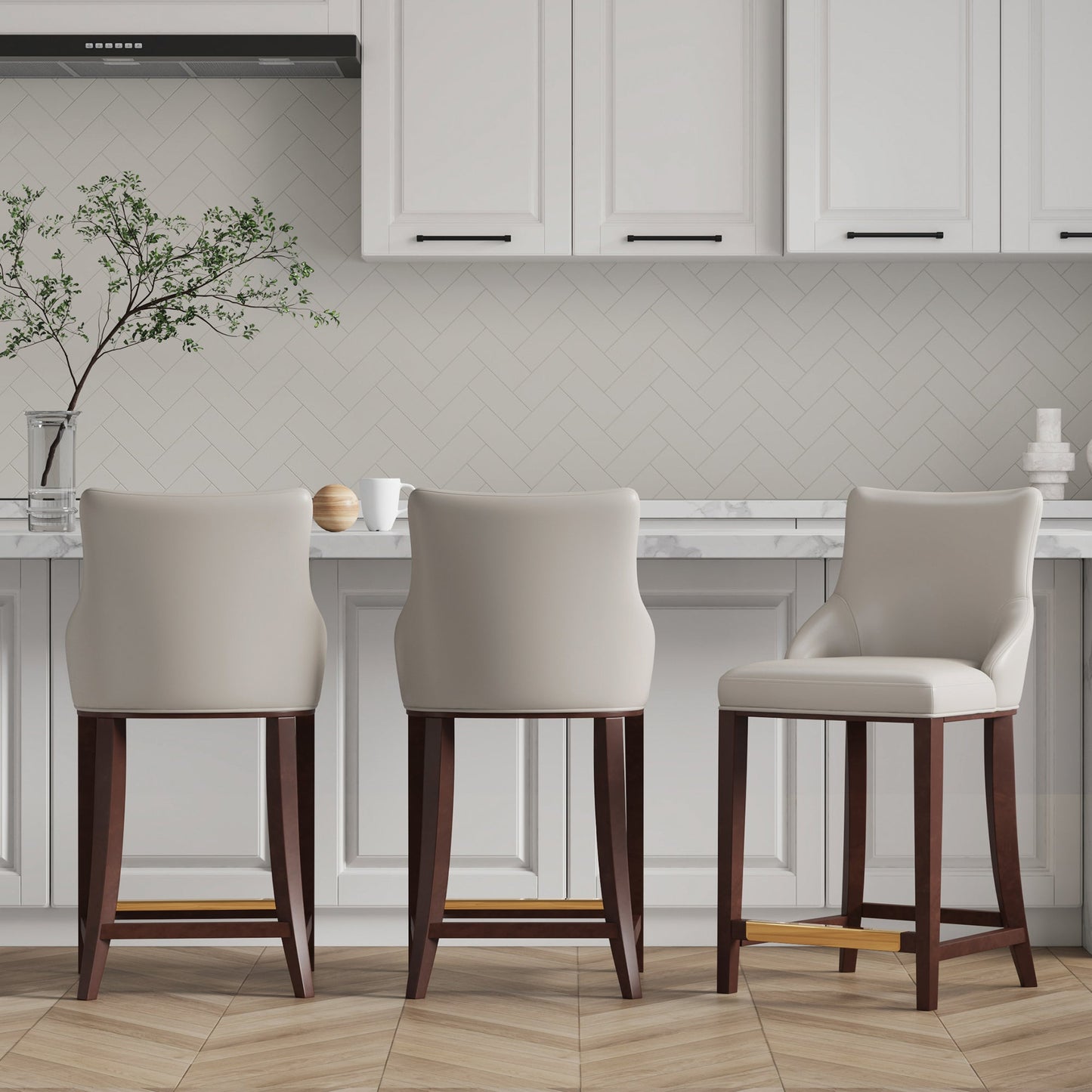 Shubert Counter Stool in Light Grey (set of 3) - Ornate Home