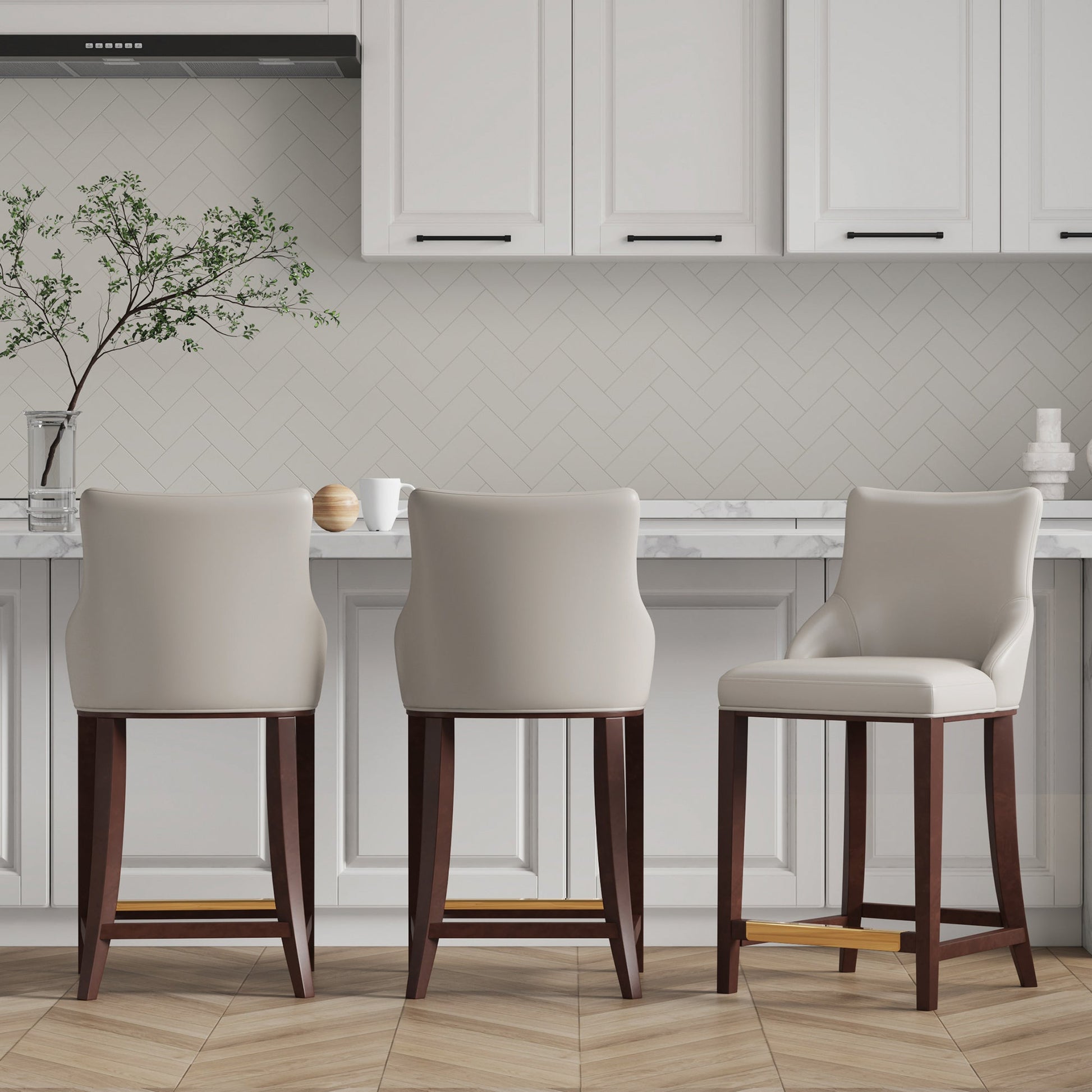 Shubert Counter Stool in Light Grey (set of 3) - Ornate Home