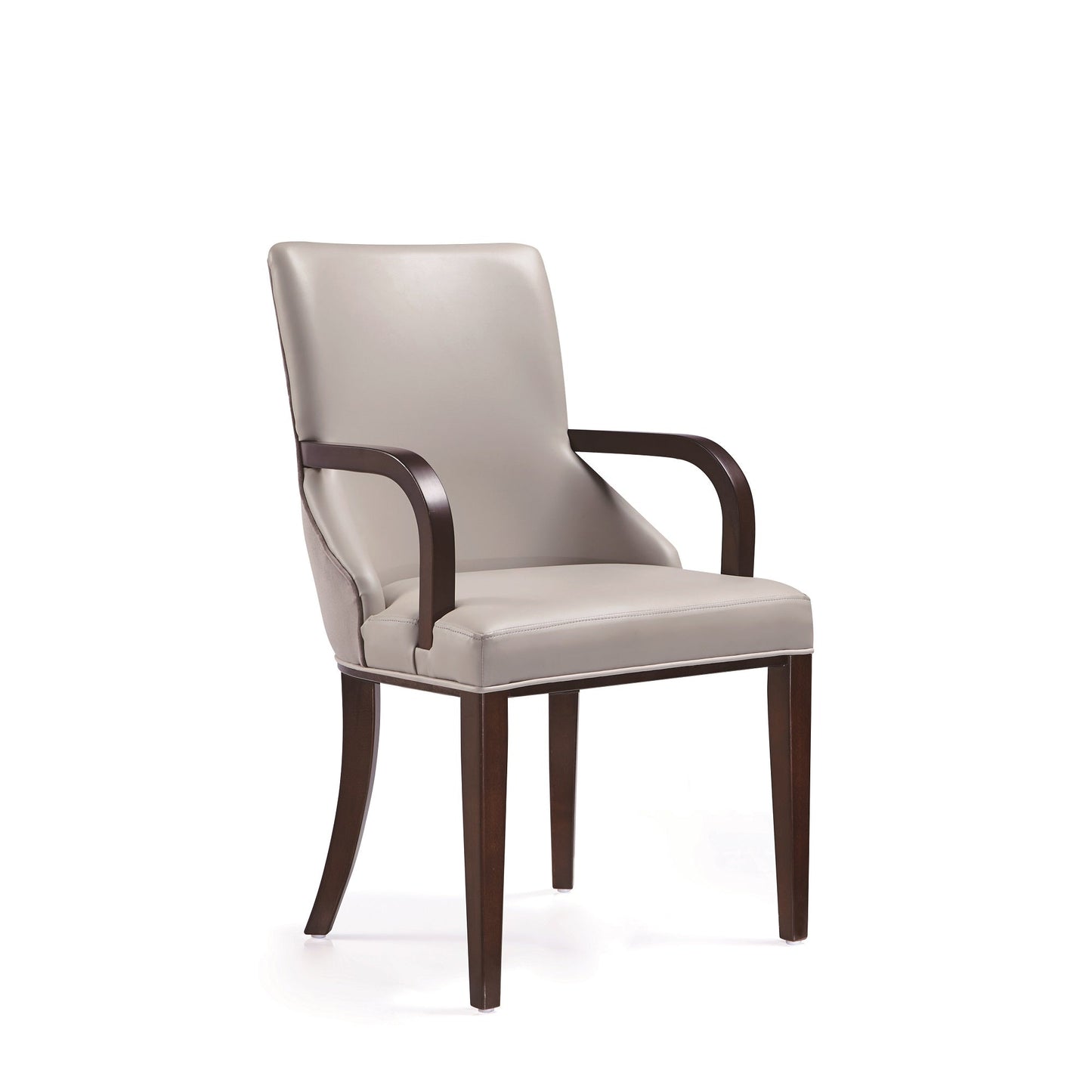 Shubert Faux Leather and Velvet Dining Armchair in Light Grey - Ornate Home