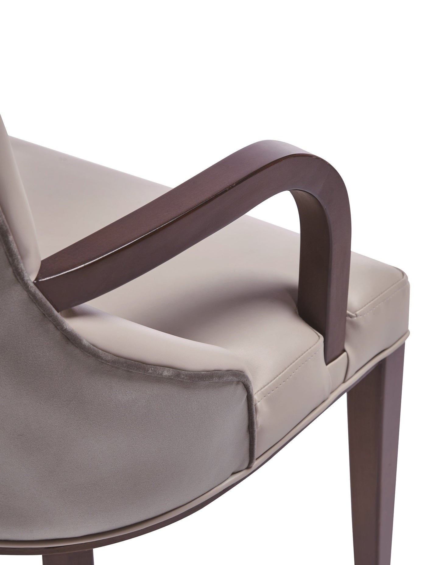 Shubert Faux Leather and Velvet Dining Armchair in Light Grey - Ornate Home