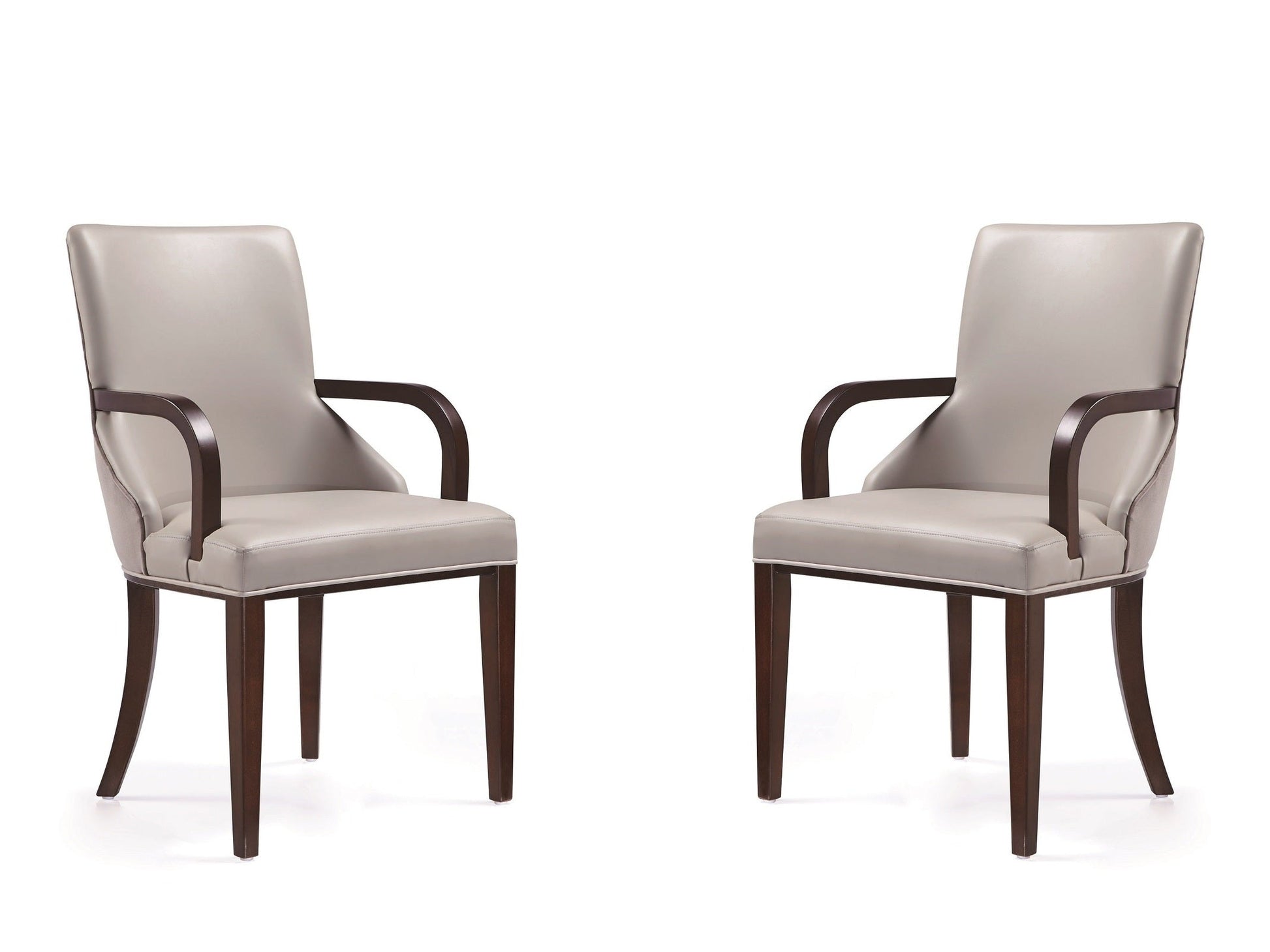 Shubert Faux Leather and Velvet Dining Armchair in Light Grey (set of 2) - Ornate Home
