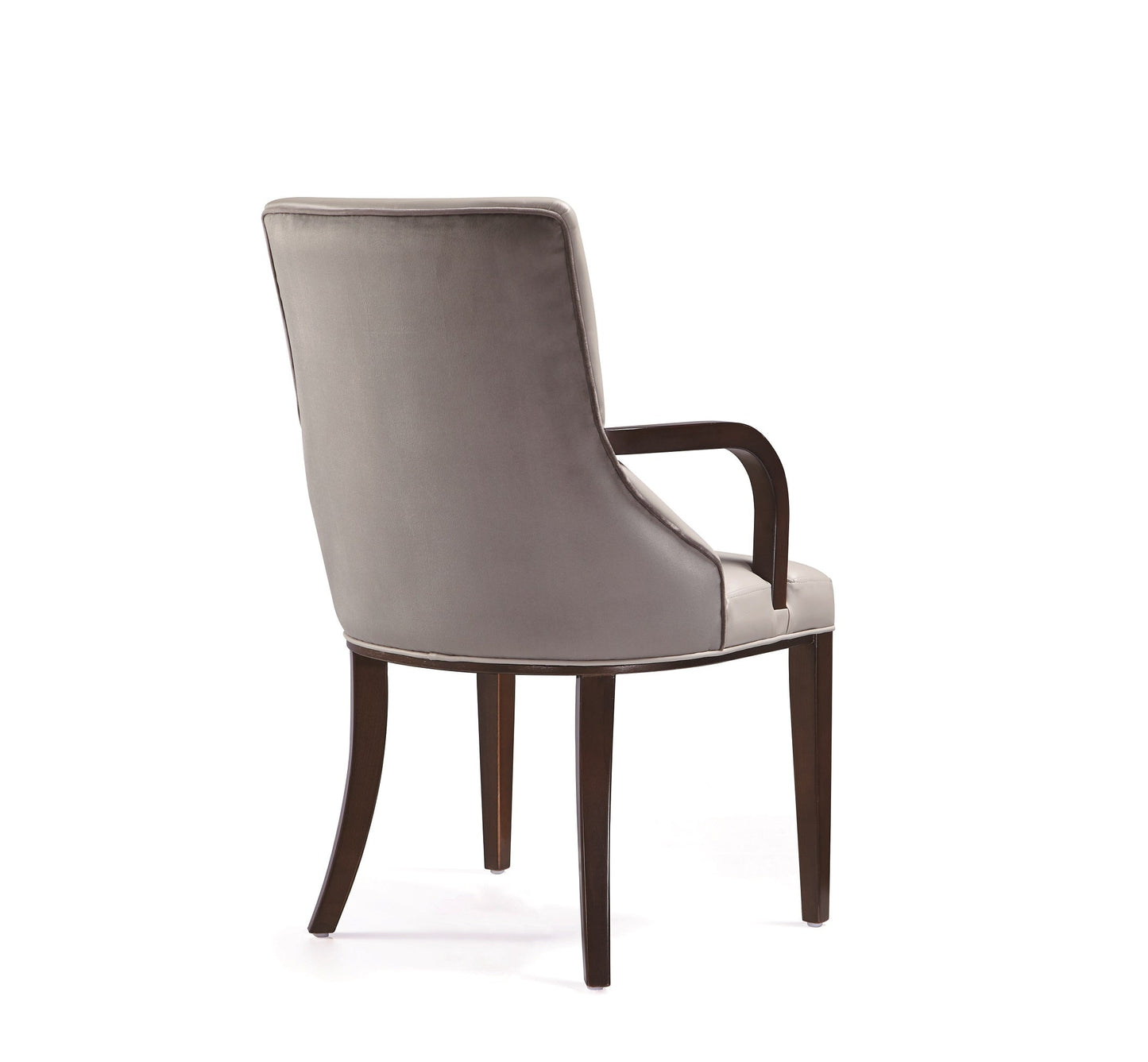 Shubert Faux Leather and Velvet Dining Armchair in Light Grey (set of 2) - Ornate Home