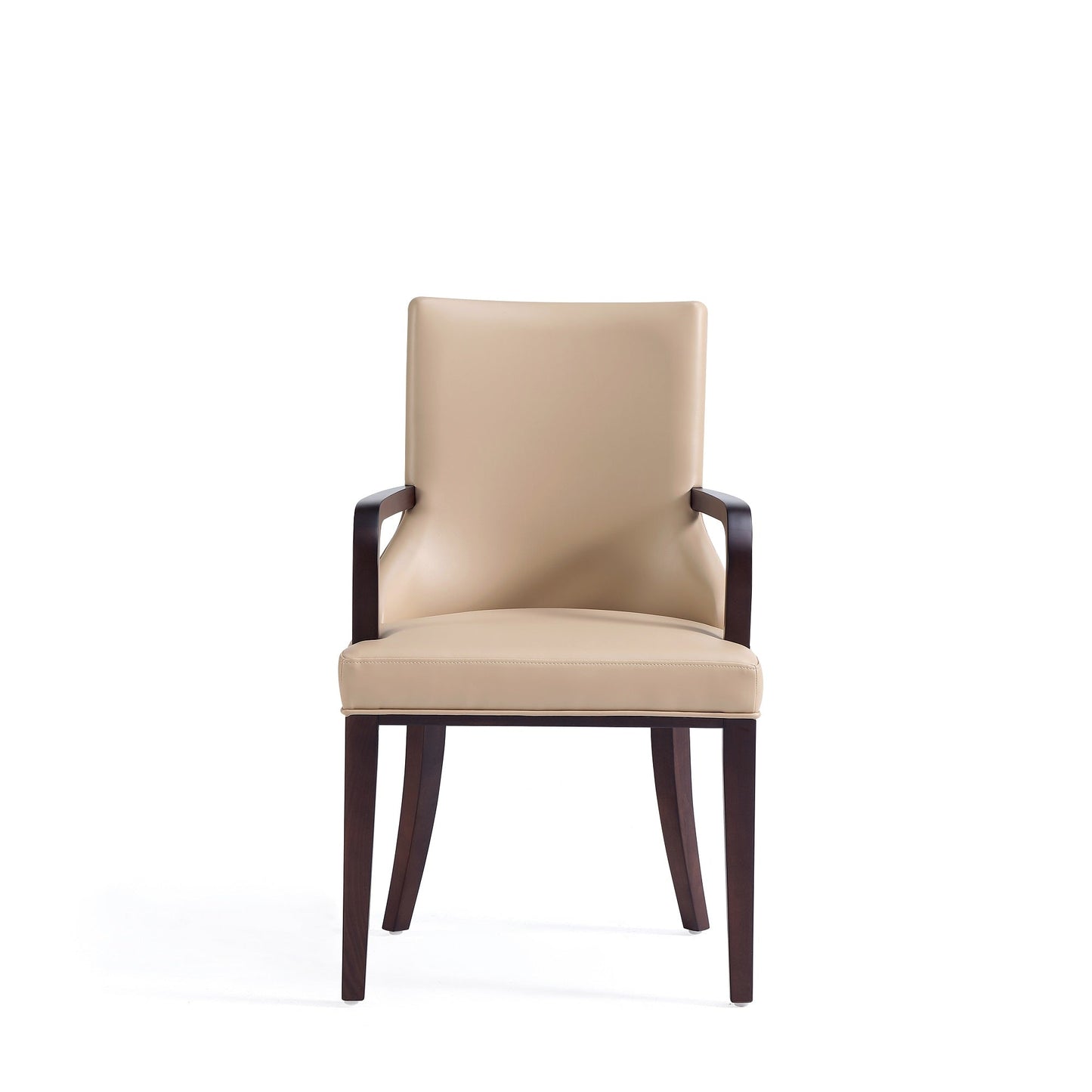 Shubert Faux Leather and Velvet Dining Armchair in Tan (set of 2) - Ornate Home