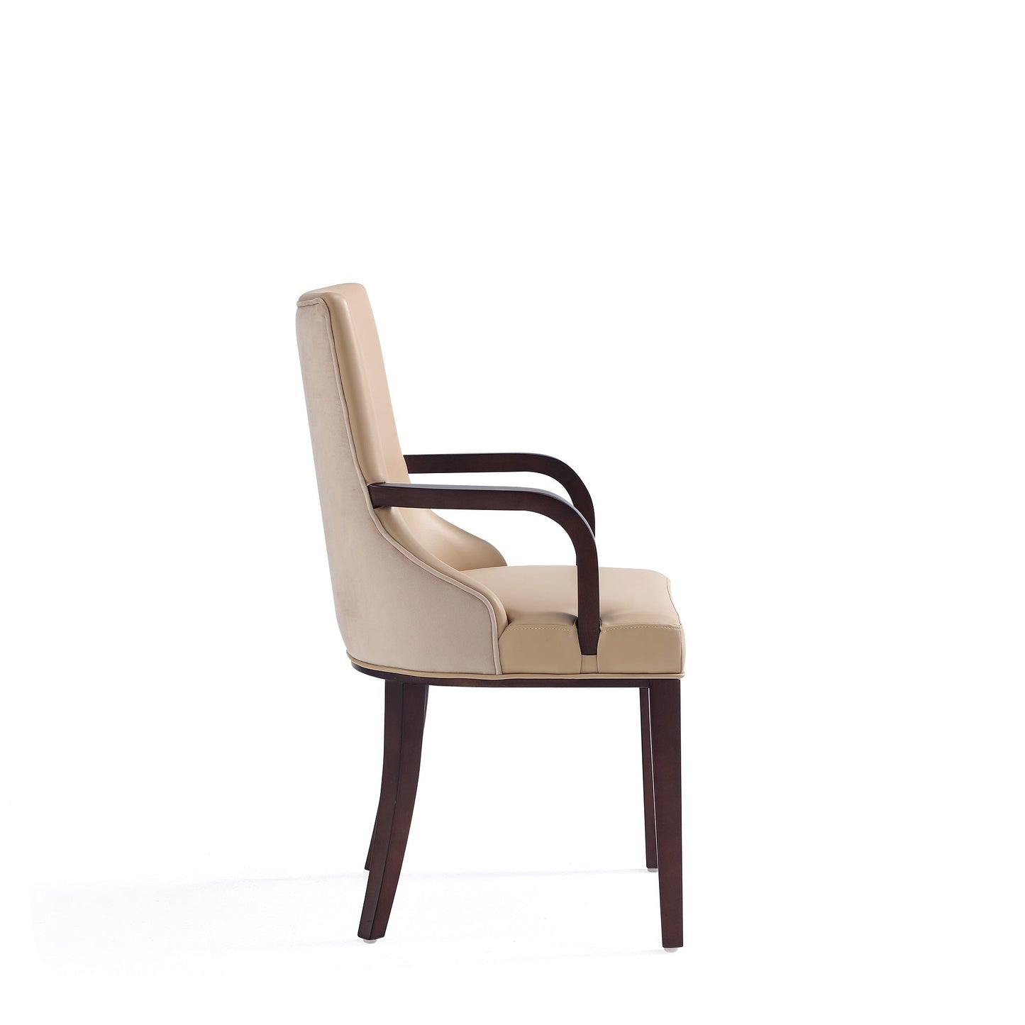 Shubert Faux Leather and Velvet Dining Armchair in Tan (set of 2) - Ornate Home