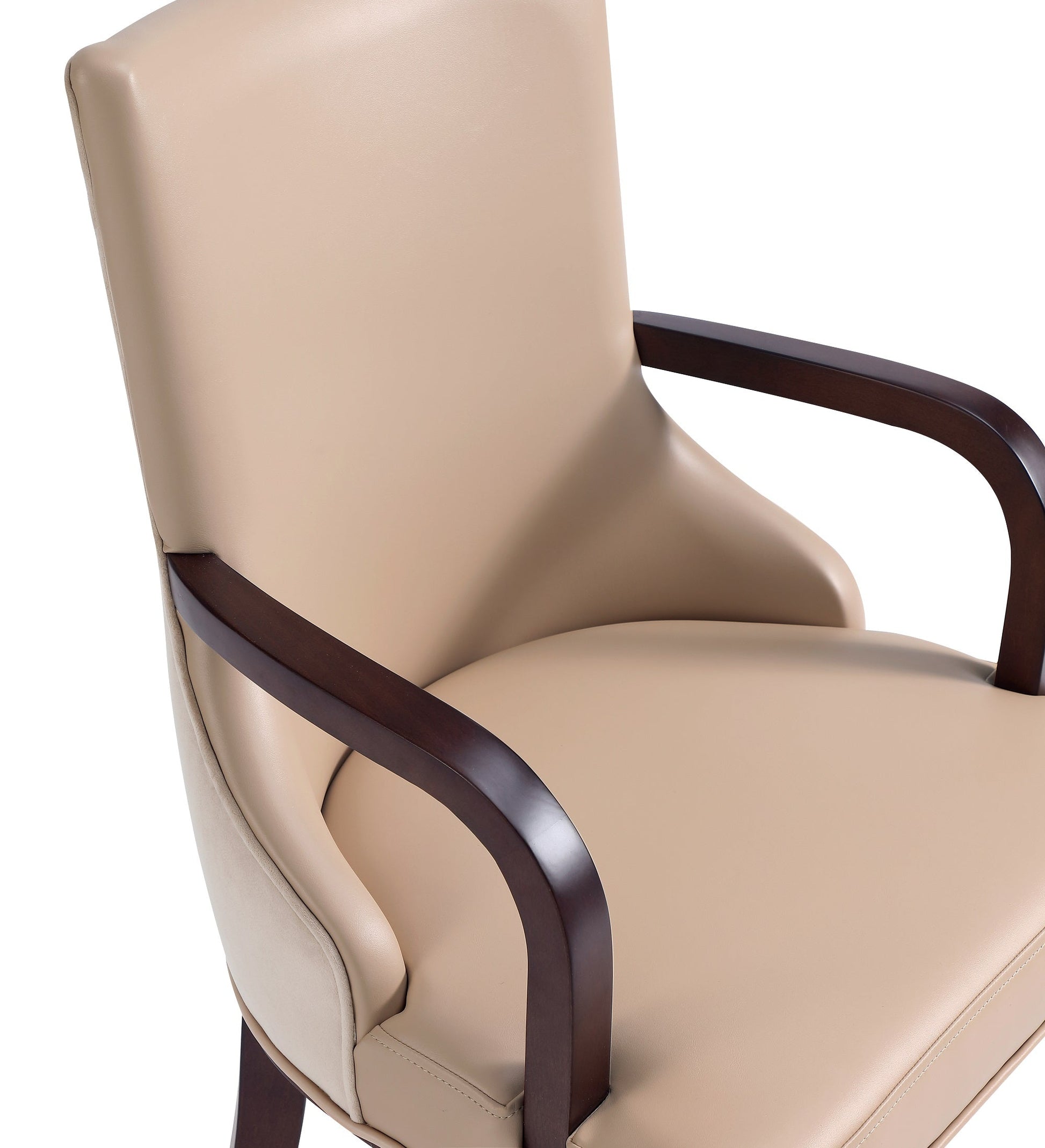 Shubert Faux Leather and Velvet Dining Armchair in Tan (set of 2) - Ornate Home