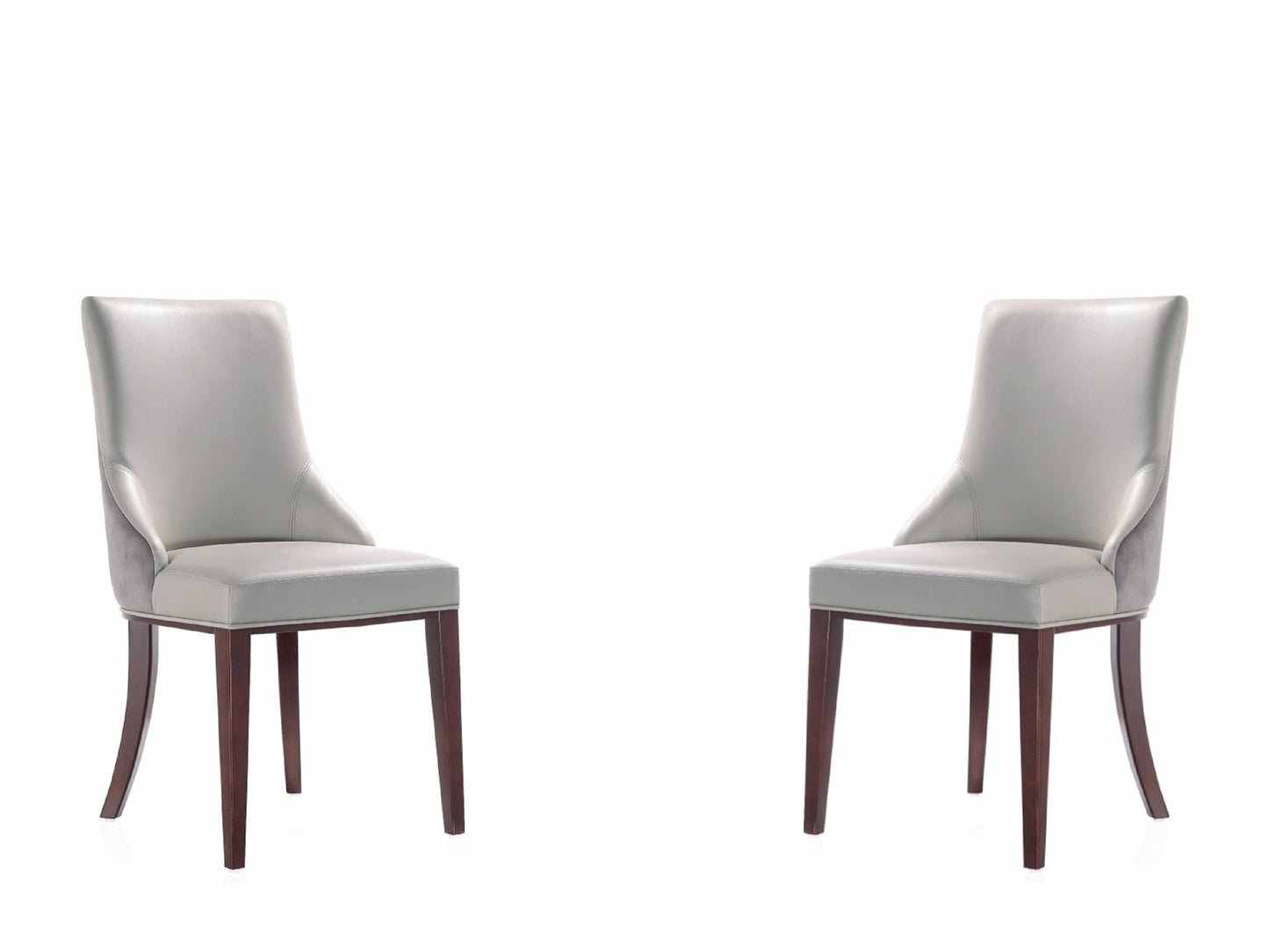 Shubert Faux Leather and Velvet Dining Chair in Light Grey (set of 2) - Ornate Home