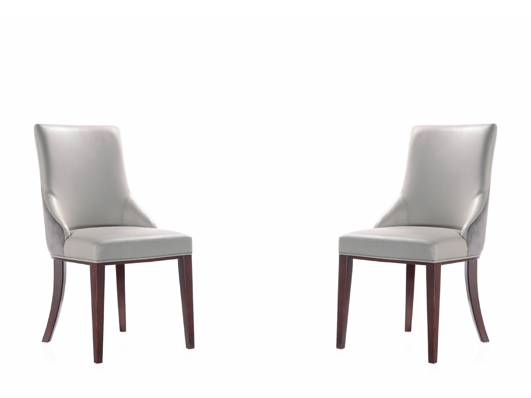 Shubert Faux Leather and Velvet Dining Chair in Light Grey (set of 2) - Ornate Home