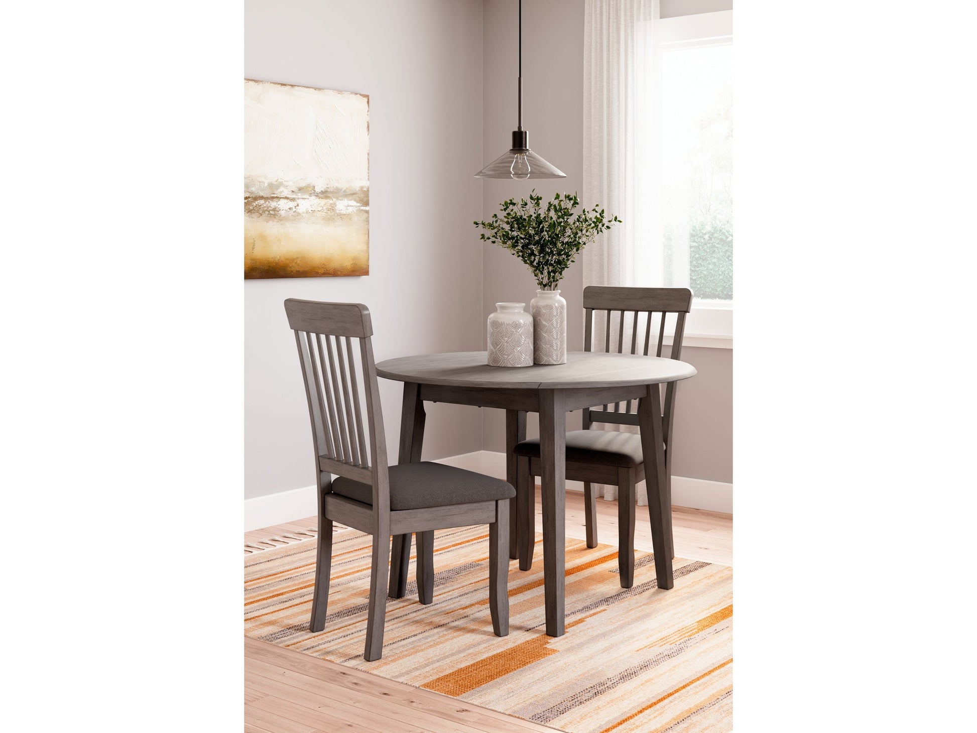 Shullden Gray Dining Table and 2 Chairs- Viva Furn