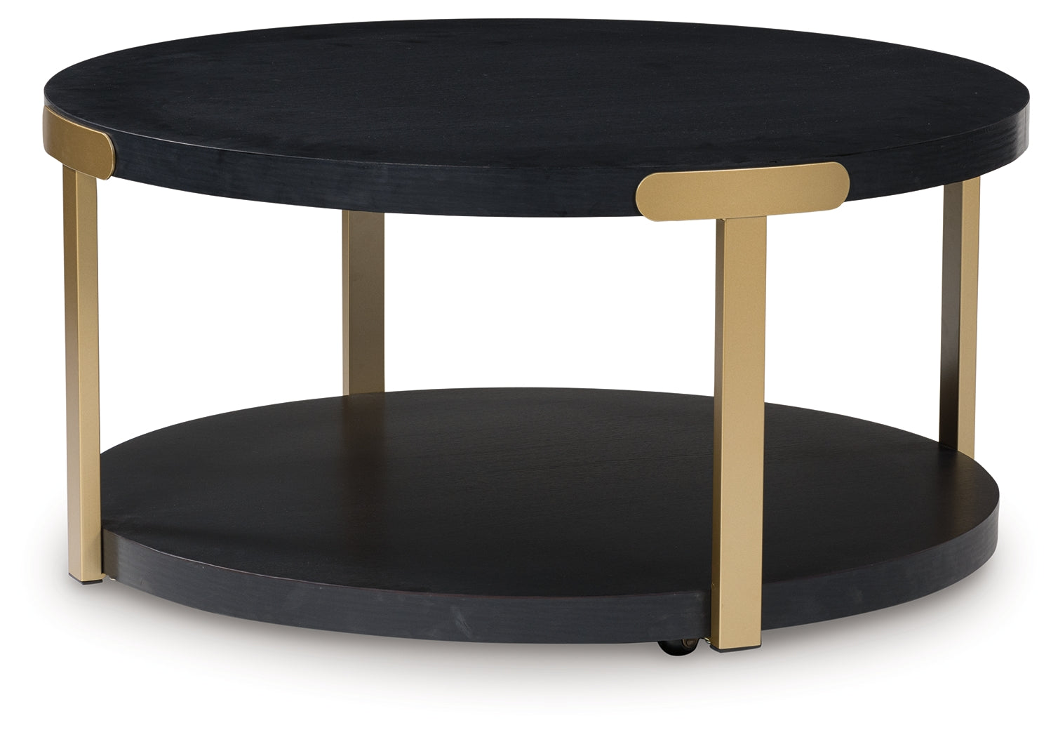 Shylore Black/Brass Finish Occasional Table Set (Set of 3)- Viva Furn