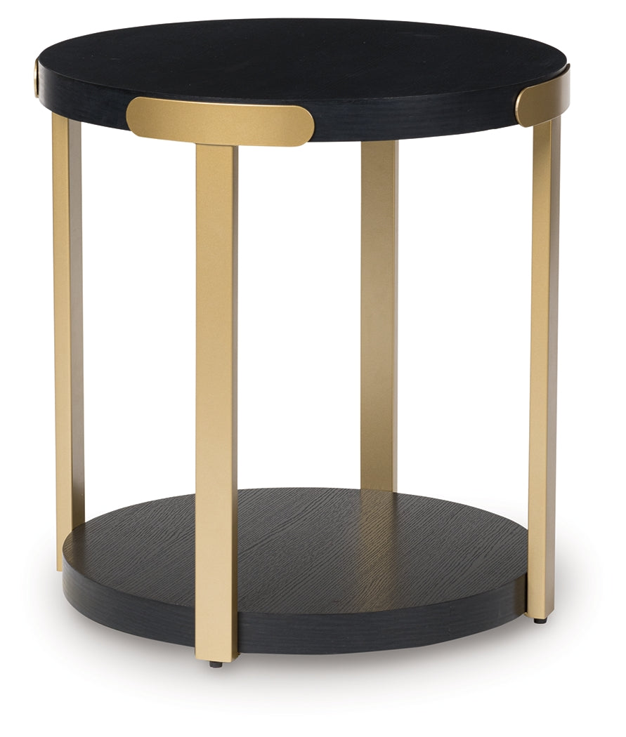 Shylore Black/Brass Finish Occasional Table Set (Set of 3)- Viva Furn