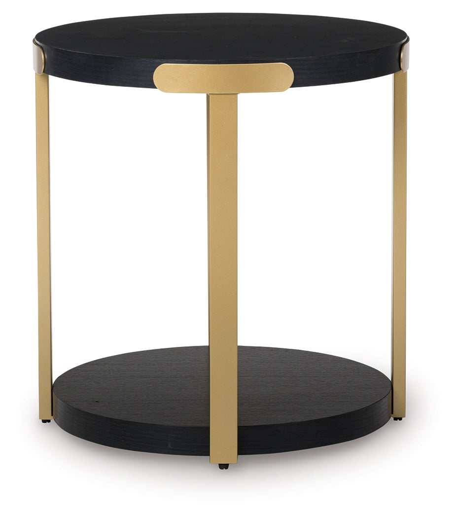 Shylore Black/Brass Finish Occasional Table Set (Set of 3)- Viva Furn