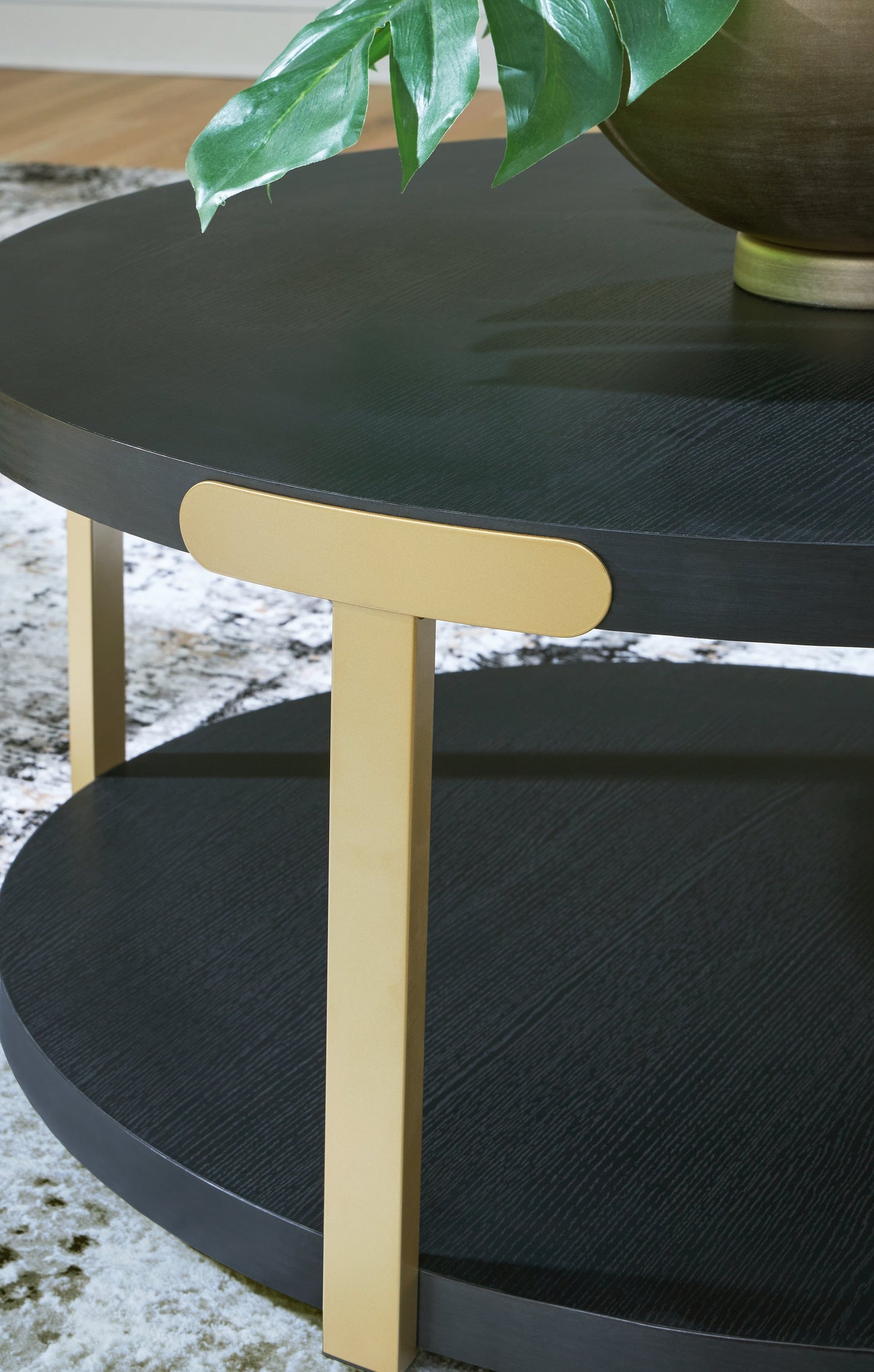 Shylore Black/Brass Finish Occasional Table Set (Set of 3)- Viva Furn