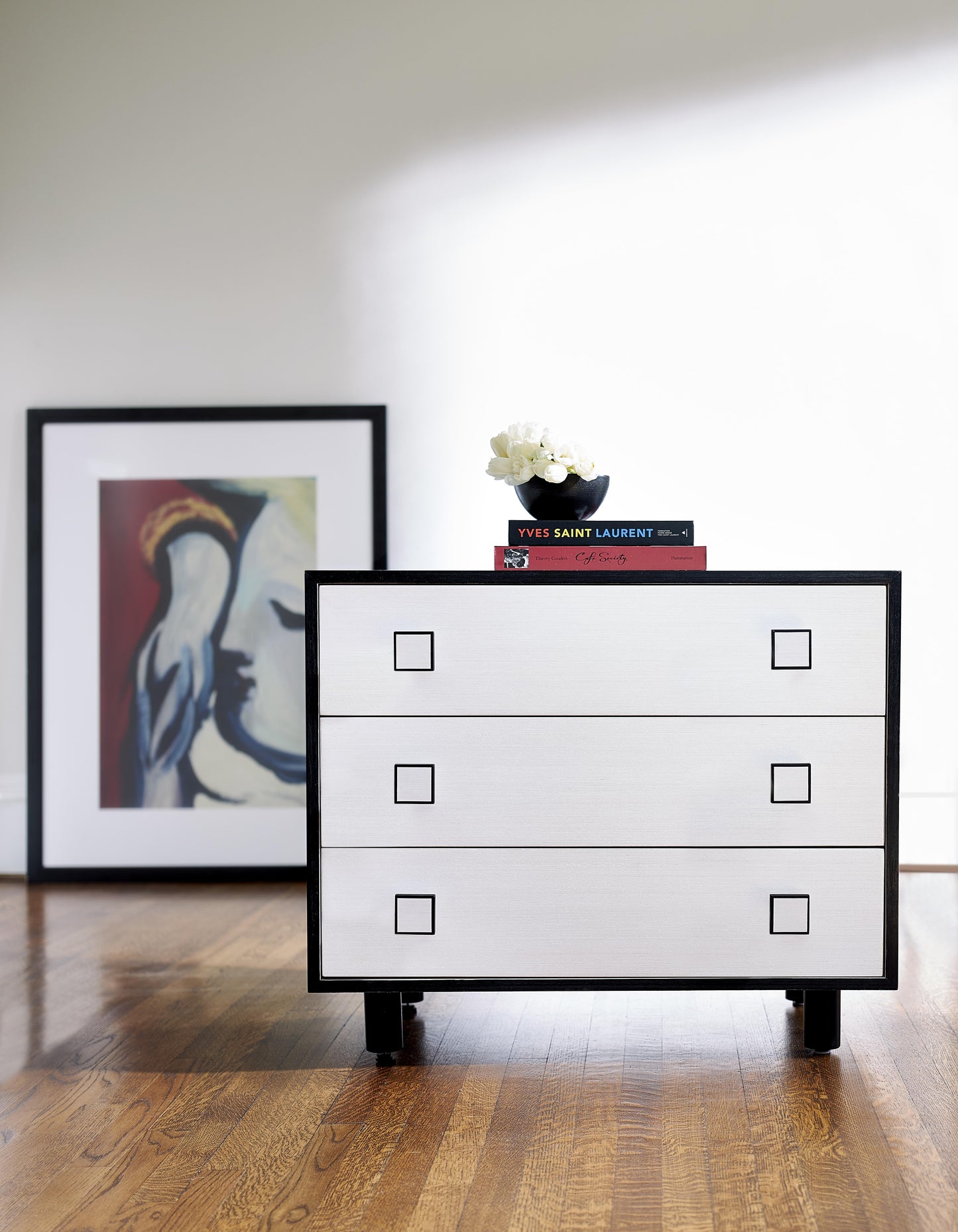 Silhouette Eggshell/Onyx Nightstand - Ornate Home