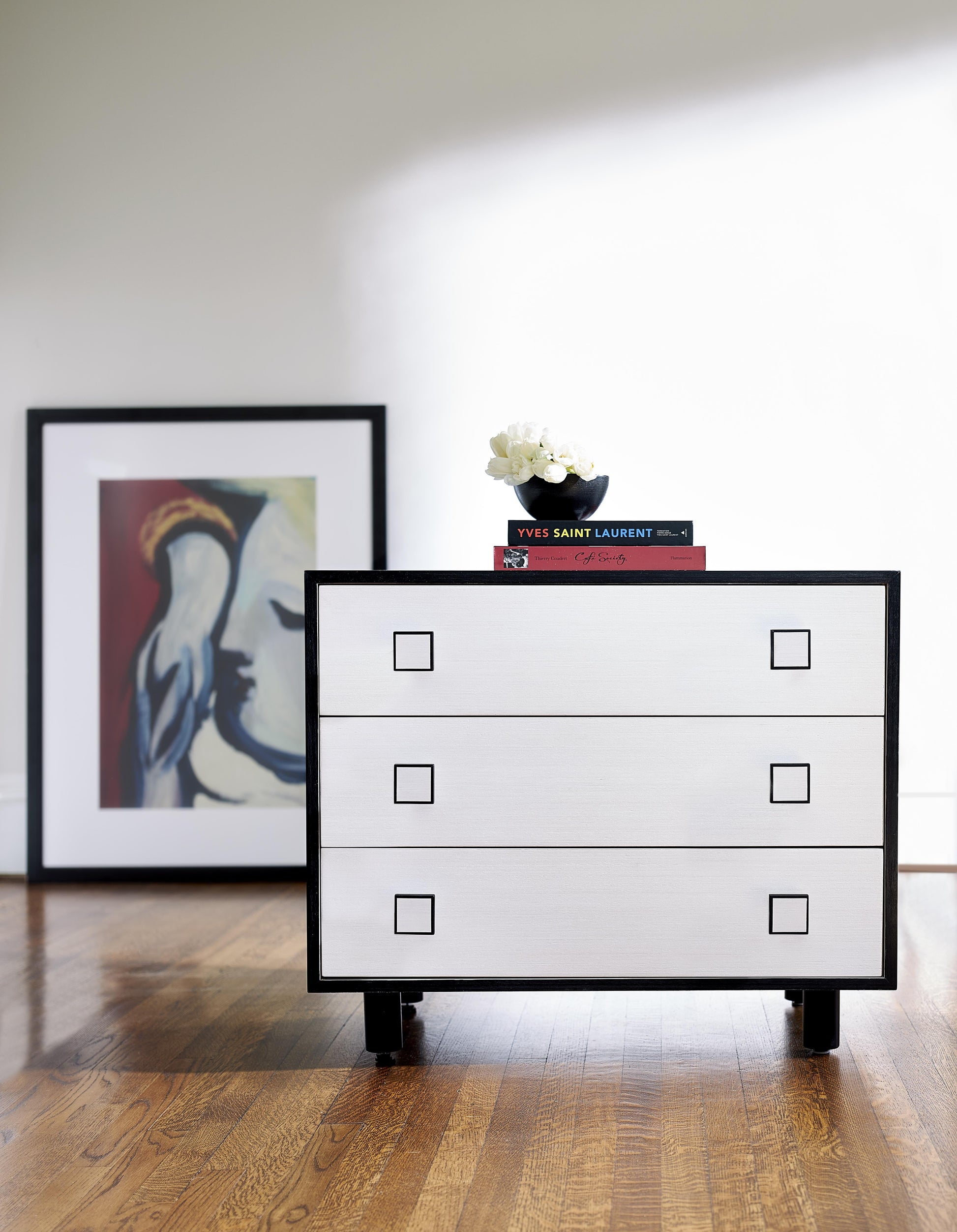Silhouette Eggshell/Onyx Nightstand - Ornate Home