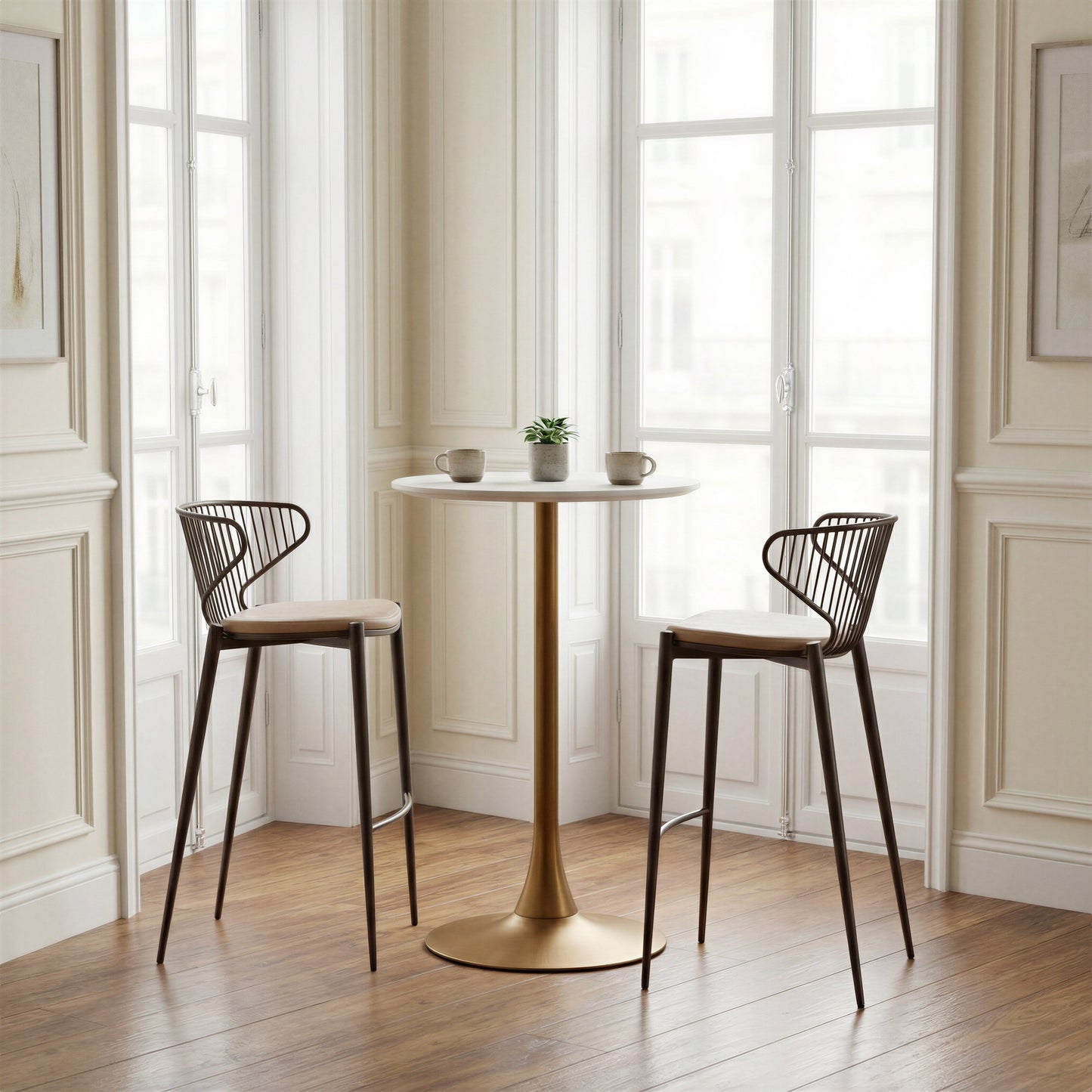 Silues Taupe & Brown Barstool (Set of 2) - Ornate Home