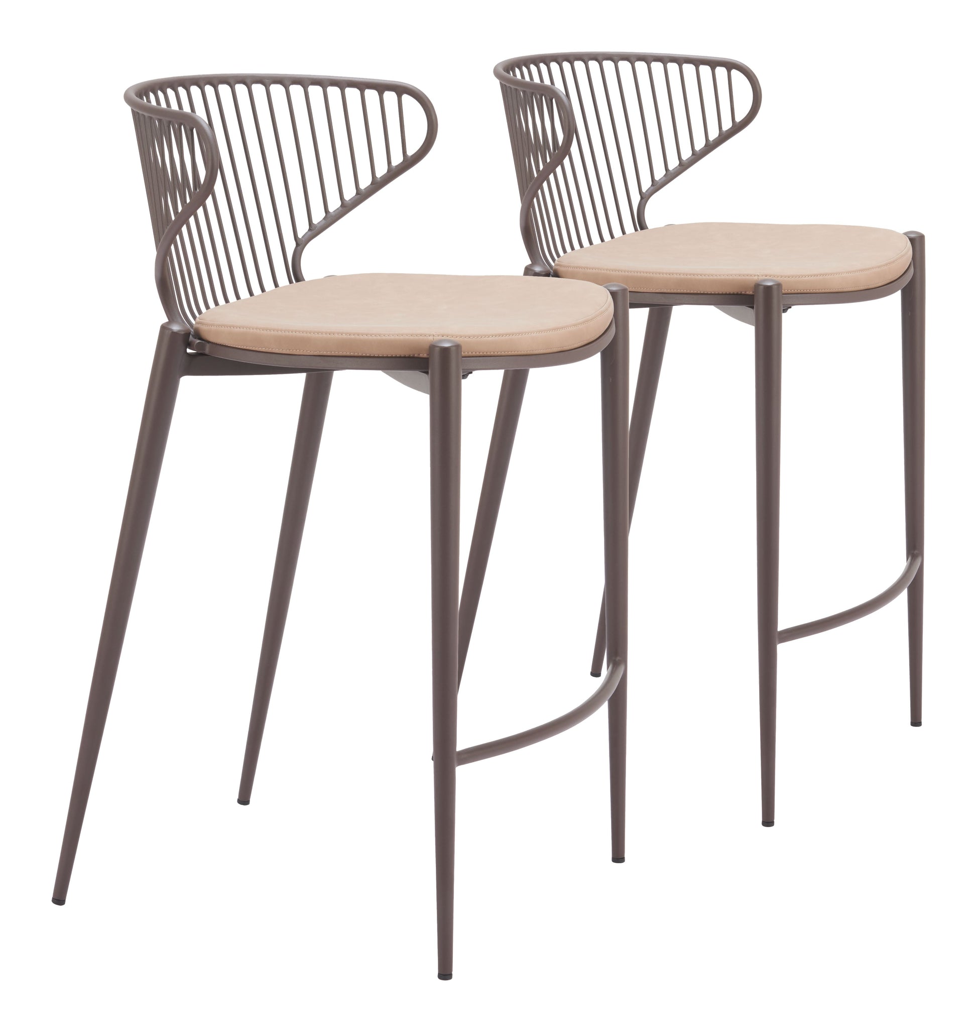 Silues Taupe & Brown Counter Stool (Set of 2) - Ornate Home