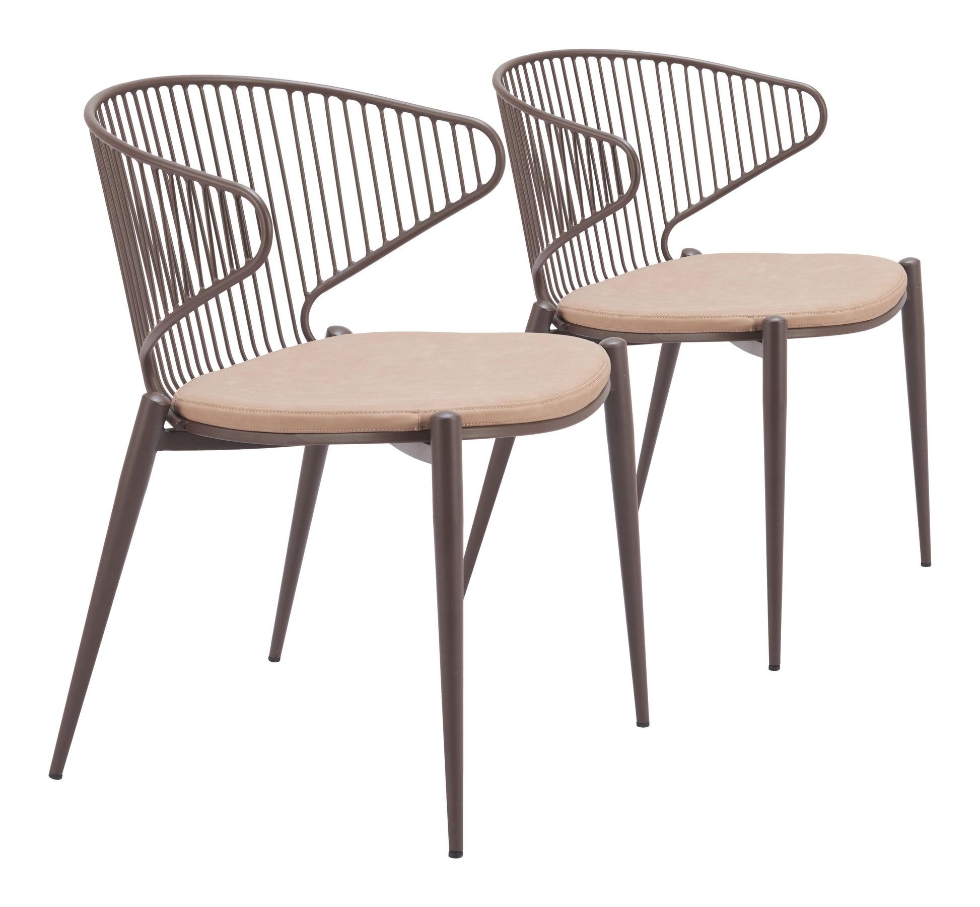 Silues Taupe & Brown Dining Chair (Set of 2) - Ornate Home
