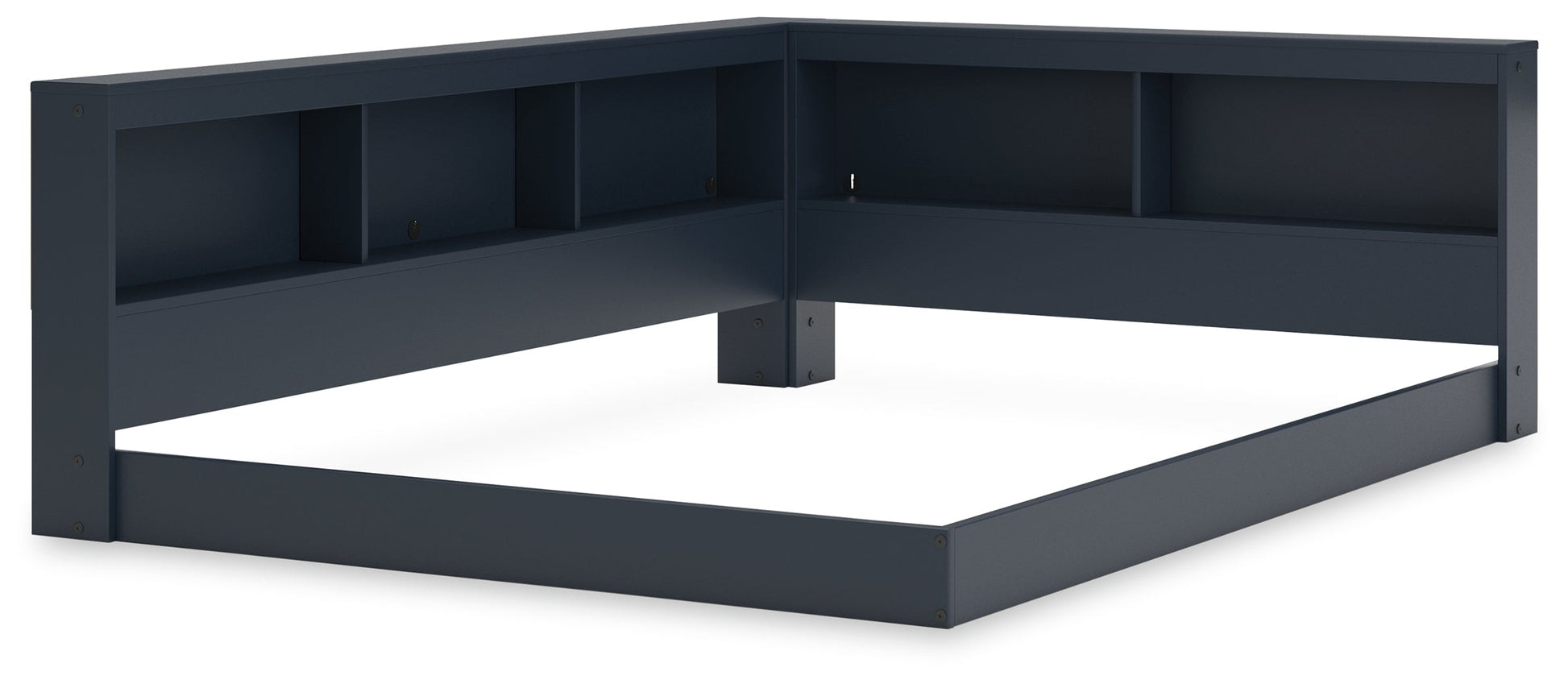 Simmenfort Navy Blue Full Bookcase Storage Youth Bed- Viva Furn