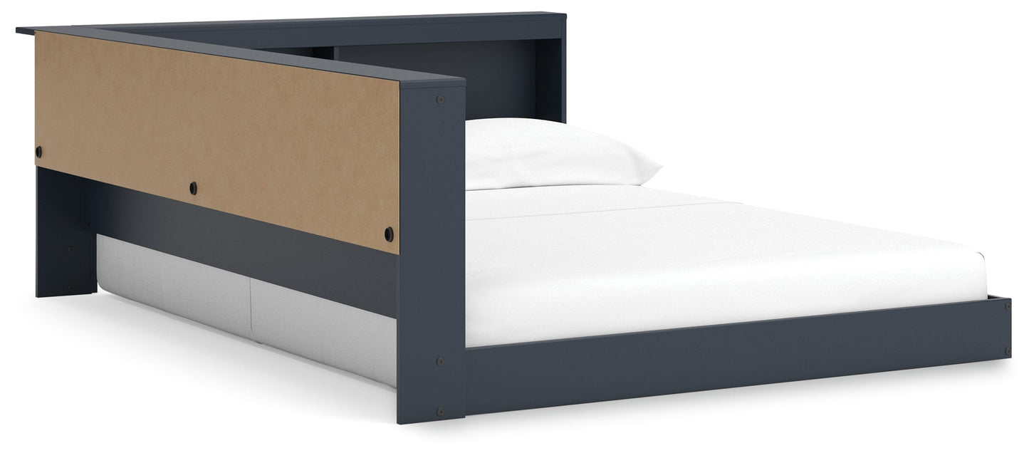Simmenfort Navy Blue Full Bookcase Storage Youth Bed- Viva Furn