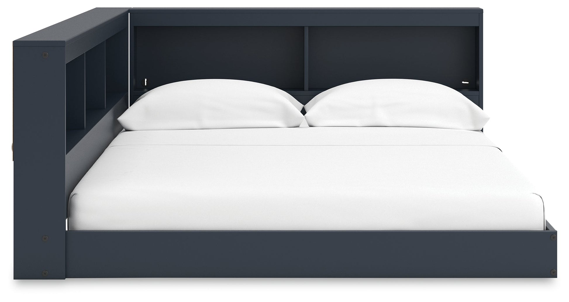 Simmenfort Navy Blue Full Bookcase Storage Youth Bed- Viva Furn