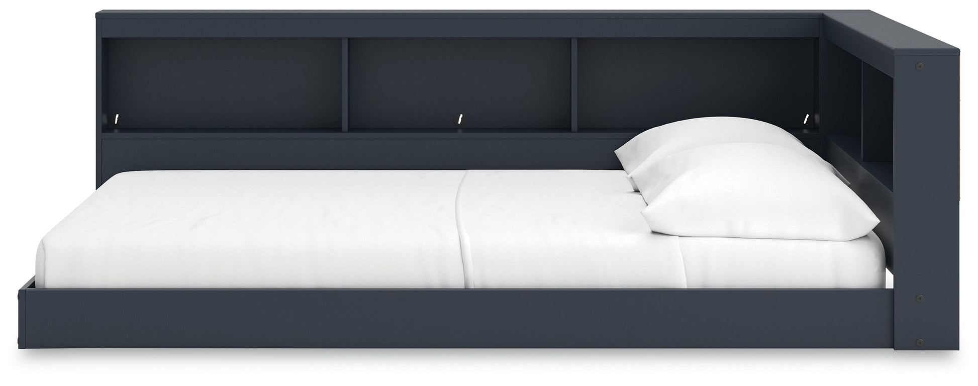 Simmenfort Navy Blue Full Bookcase Storage Youth Bed- Viva Furn