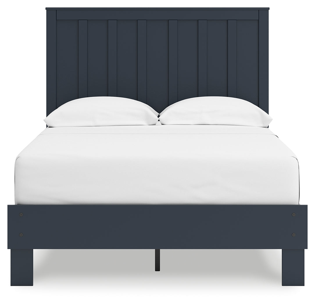 Simmenfort Navy Blue Full Platform Bed- Viva Furn