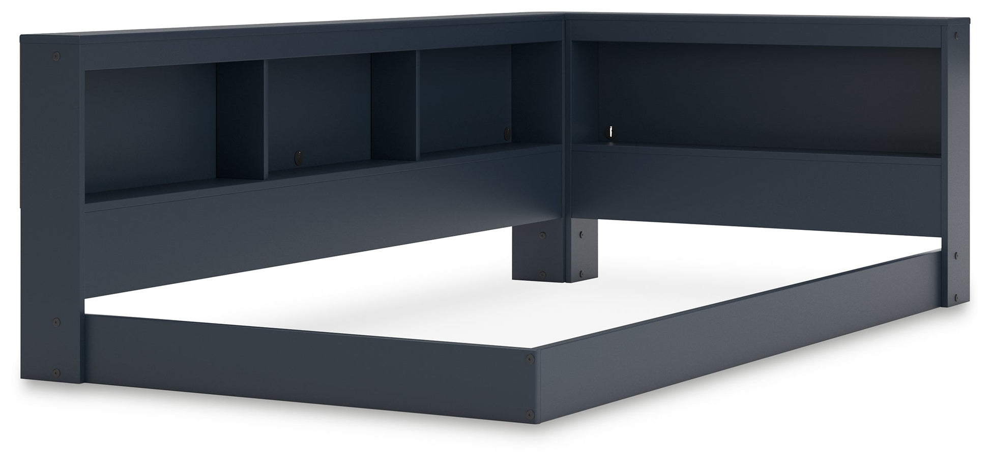 Simmenfort Navy Blue Twin Bookcase Storage Youth Bed- Viva Furn