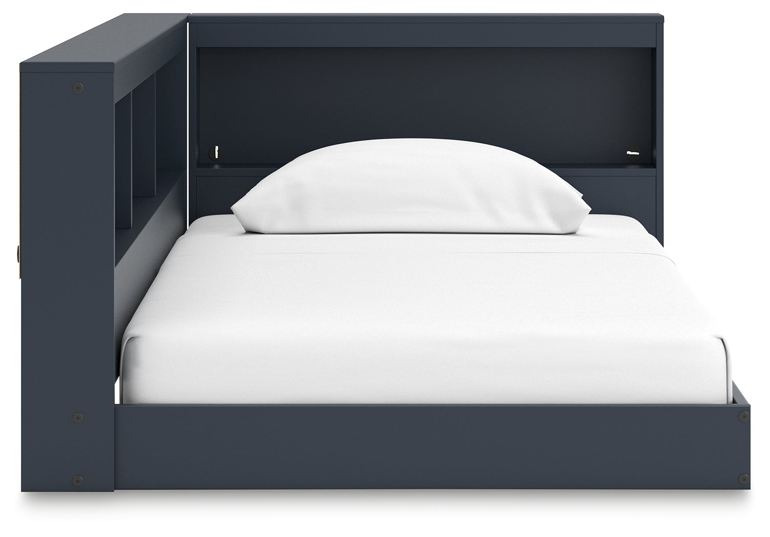 Simmenfort Navy Blue Twin Bookcase Storage Youth Bed- Viva Furn