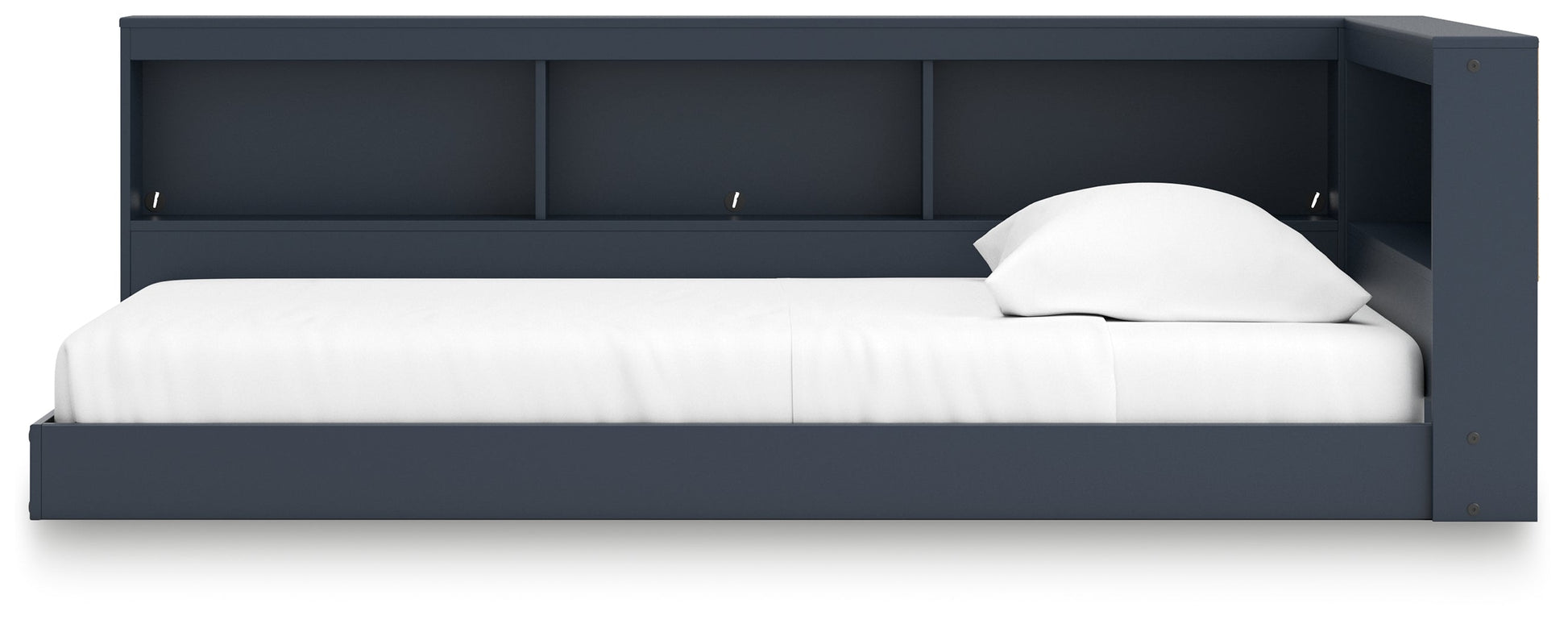 Simmenfort Navy Blue Twin Bookcase Storage Youth Bed- Viva Furn