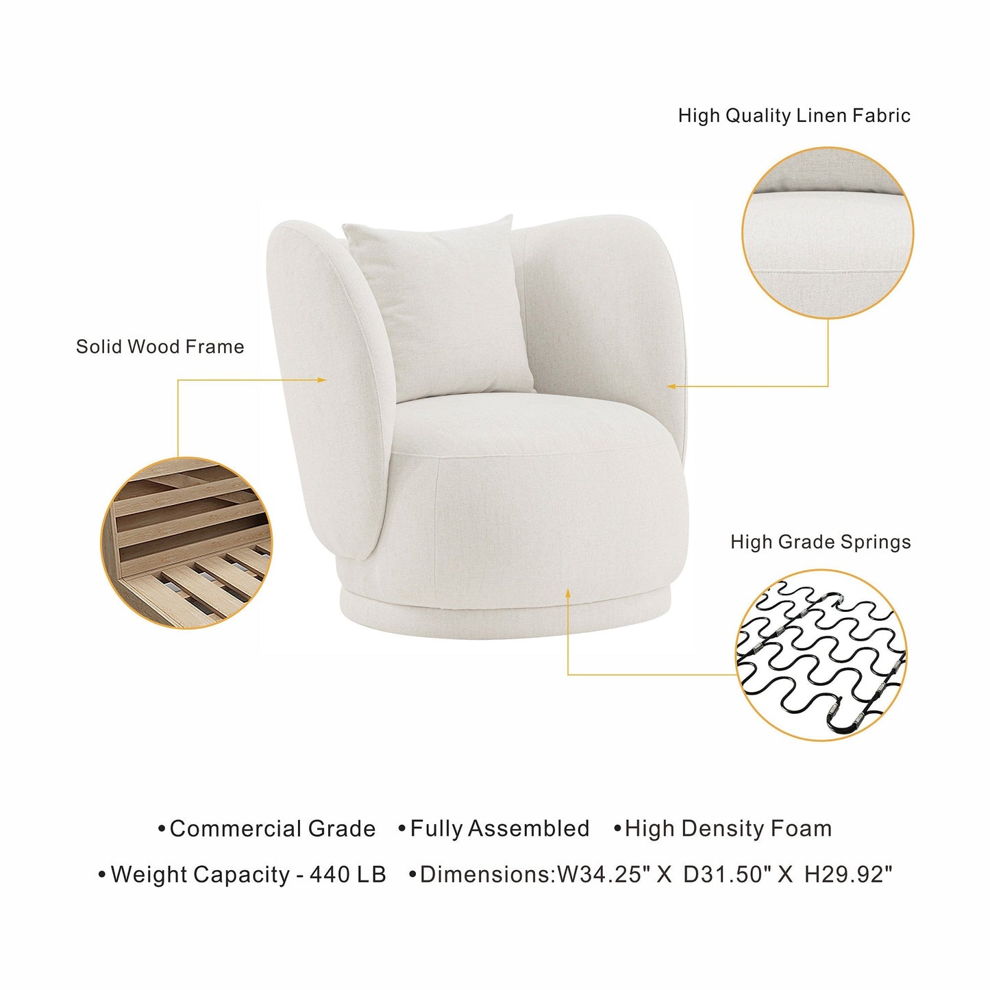 Siri Accent Chair in Cream - Ornate Home