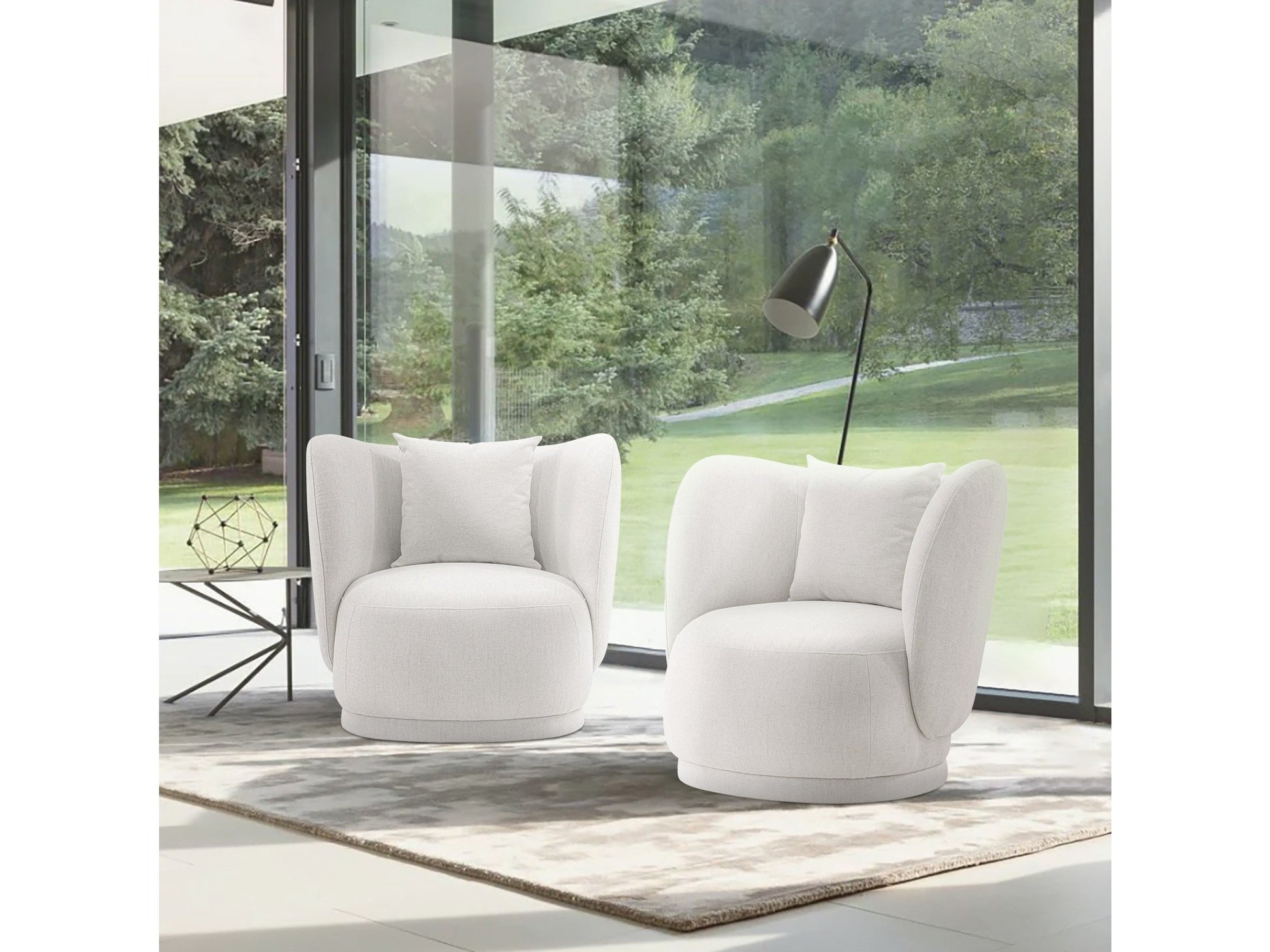Siri Accent Chair in Cream (set of 2) - Ornate Home