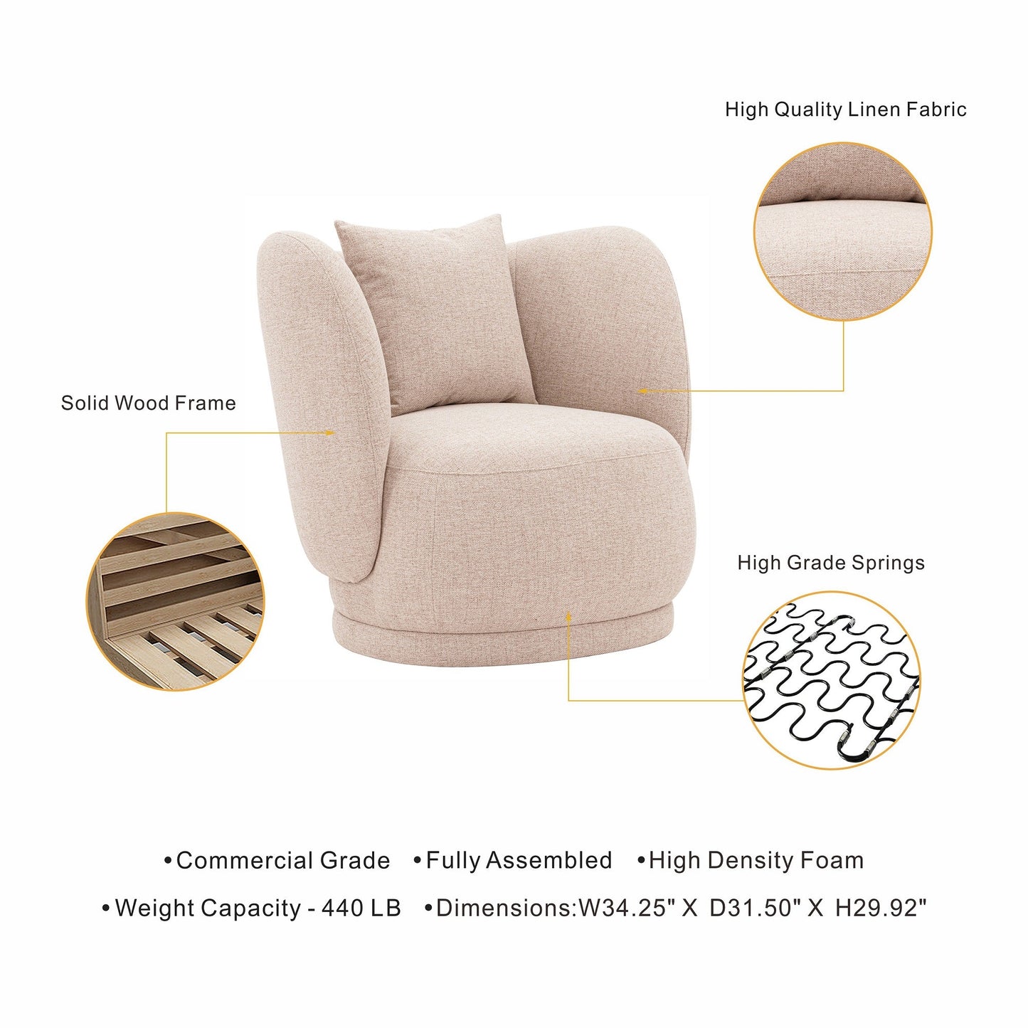 Siri Accent Chair in Wheat - Ornate Home