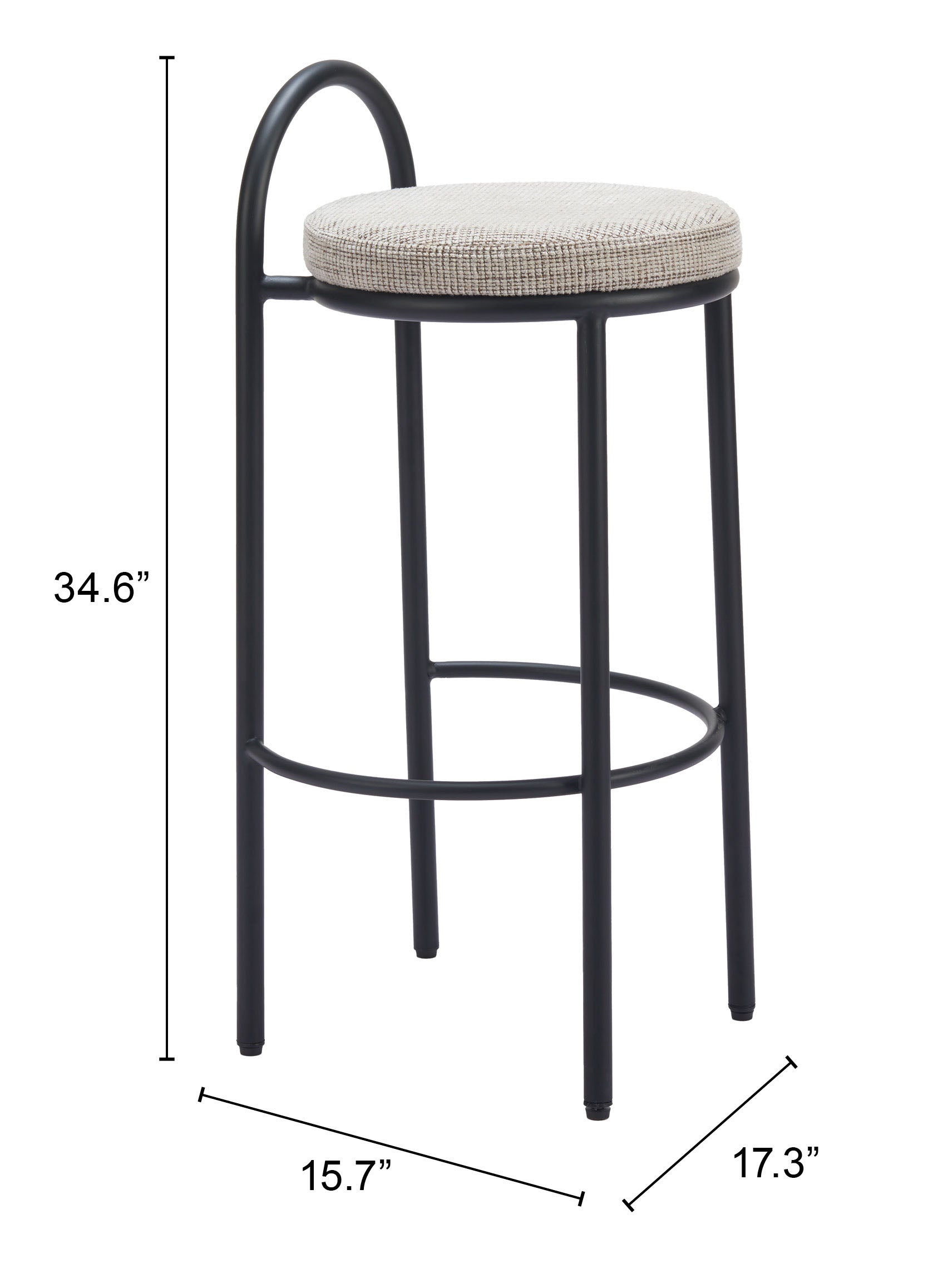 Sisal Beige Tweed Barstool (Set of 2) - Ornate Home