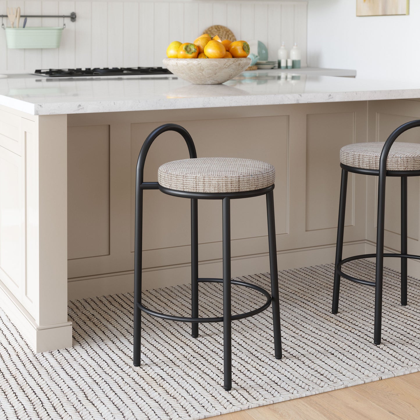 Sisal Beige Tweed Counter Stool (Set of 2) - Ornate Home