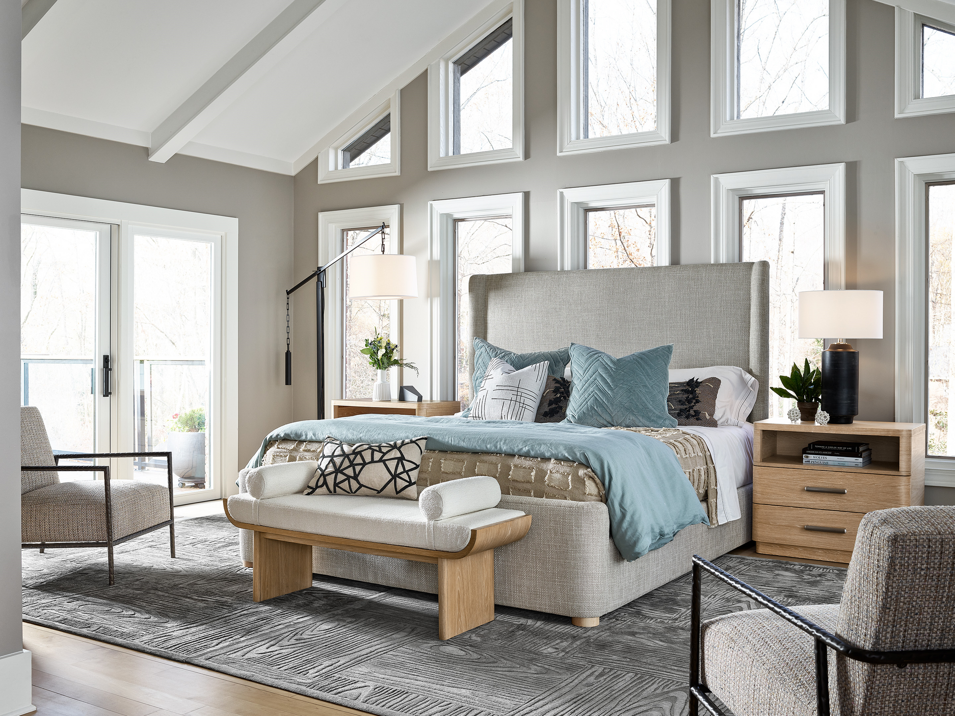 Sischo Ivory/White Oak Bench - Ornate Home