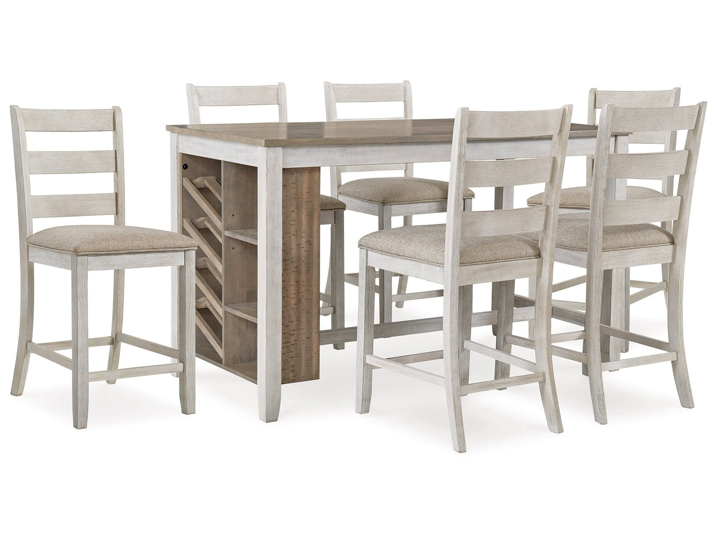 Skempton Two-tone Counter Height Dining Table and 6 Barstools- Viva Furn