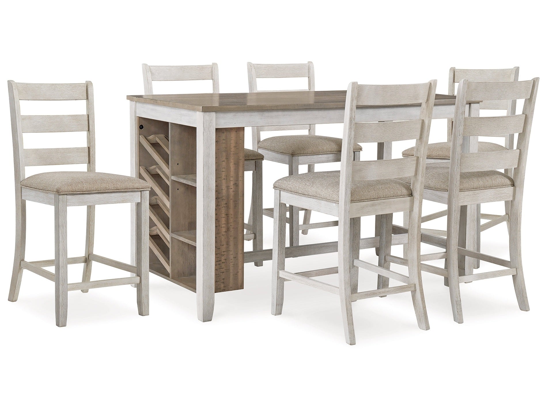Skempton Two-tone Counter Height Dining Table and 6 Barstools- Viva Furn
