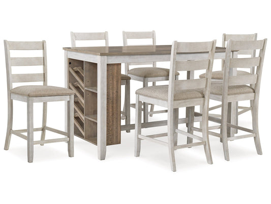 Skempton Two-tone Counter Height Dining Table and 6 Barstools- Viva Furn