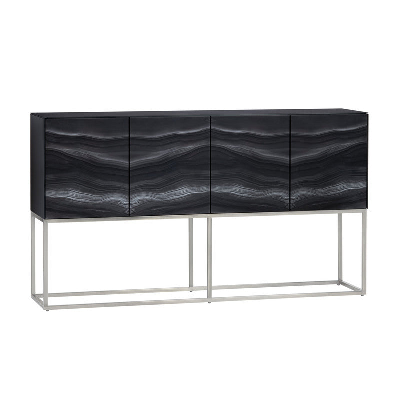 Skipton Black/Silver 4 Door Cabinet - Ornate Home