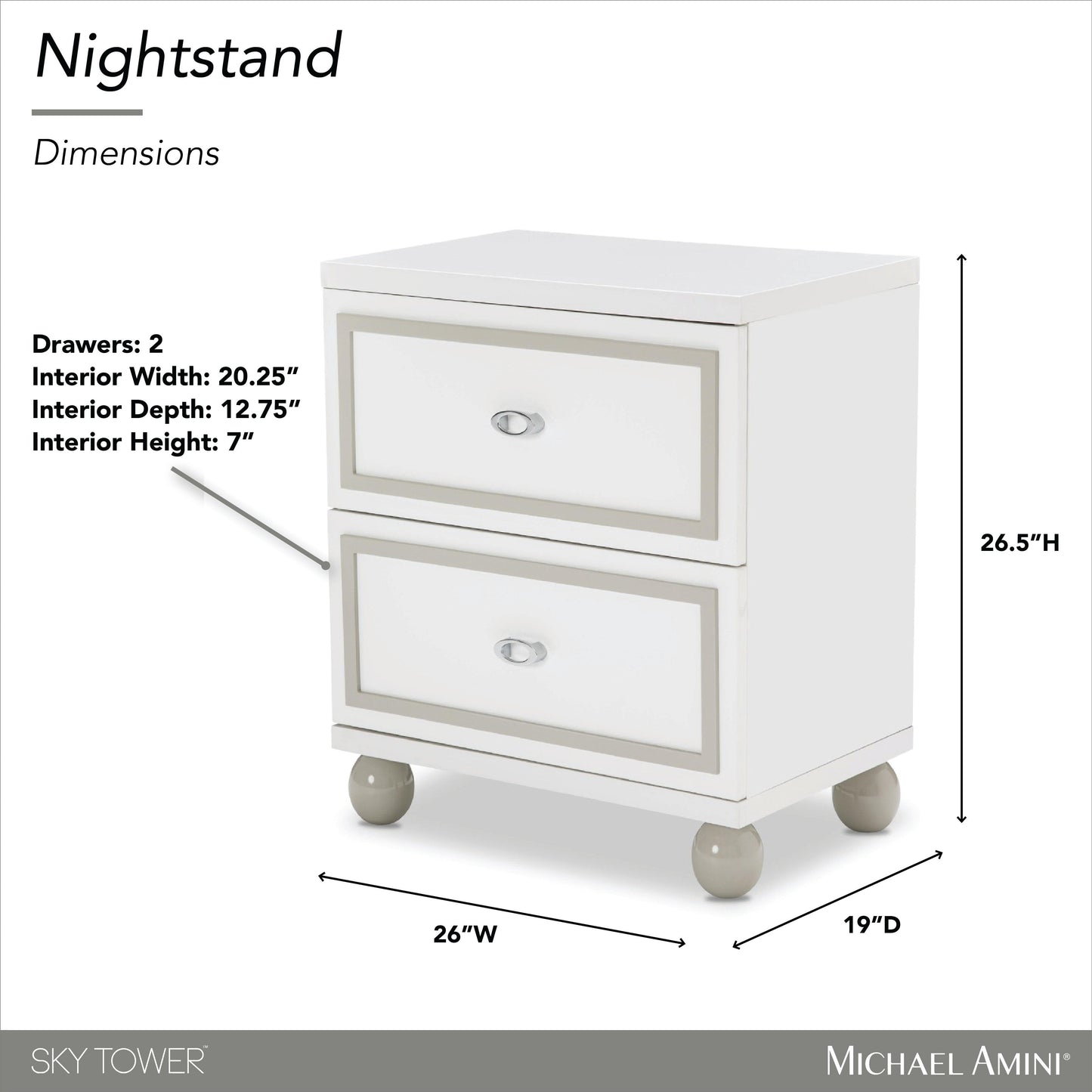 Sky Tower Cloud White Nightstand - Ornate Home