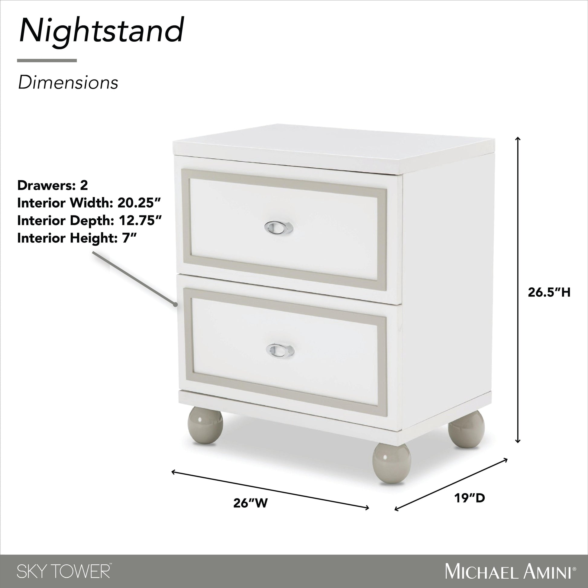 Sky Tower Cloud White Nightstand - Ornate Home