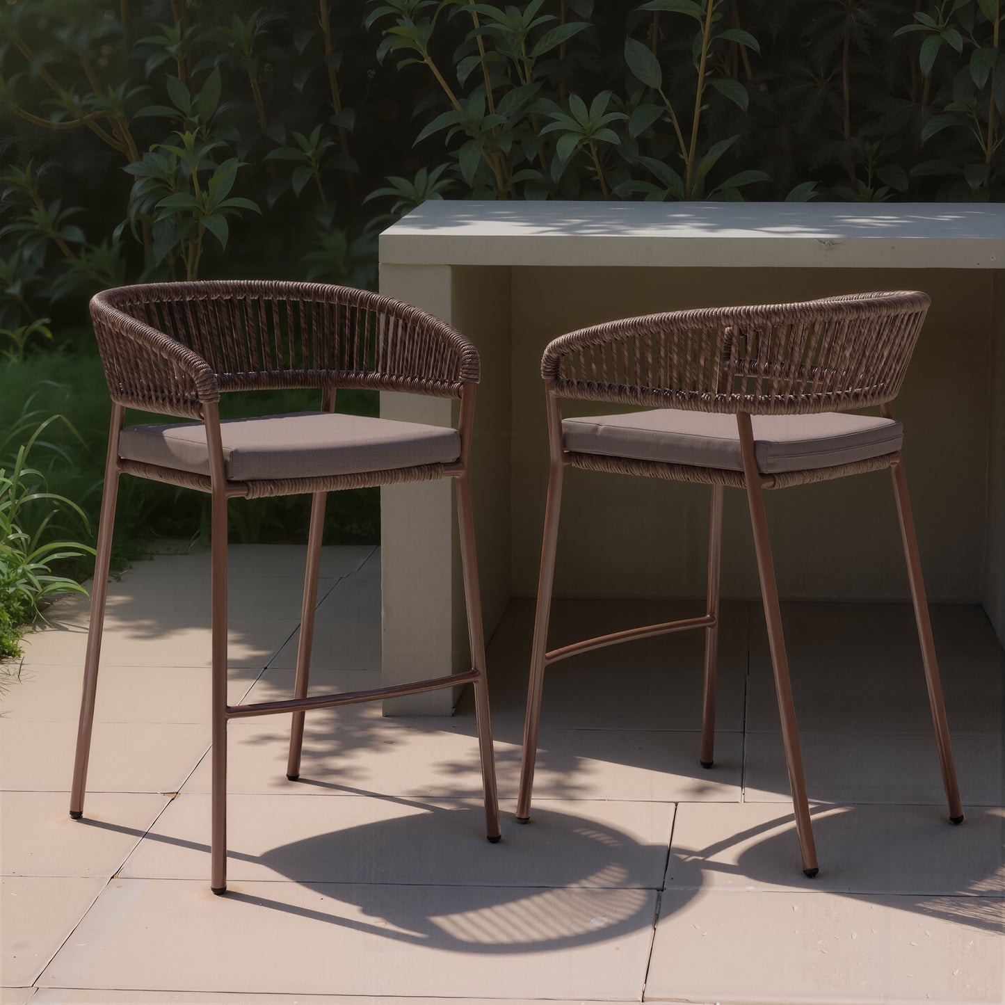 Skye Brown Outdoor Barstool (Set of 2) - Ornate Home