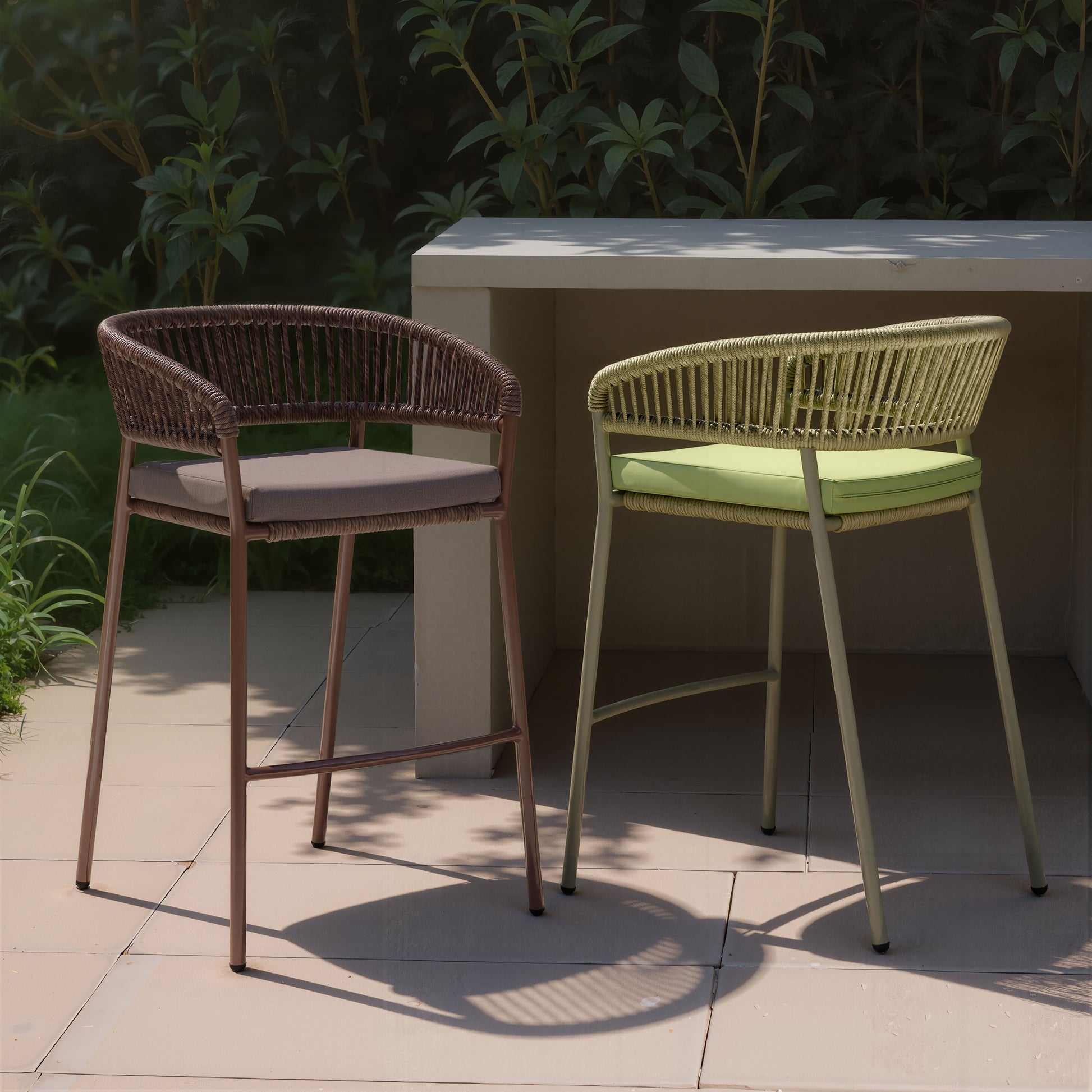 Skye Brown Outdoor Barstool (Set of 2) - Ornate Home